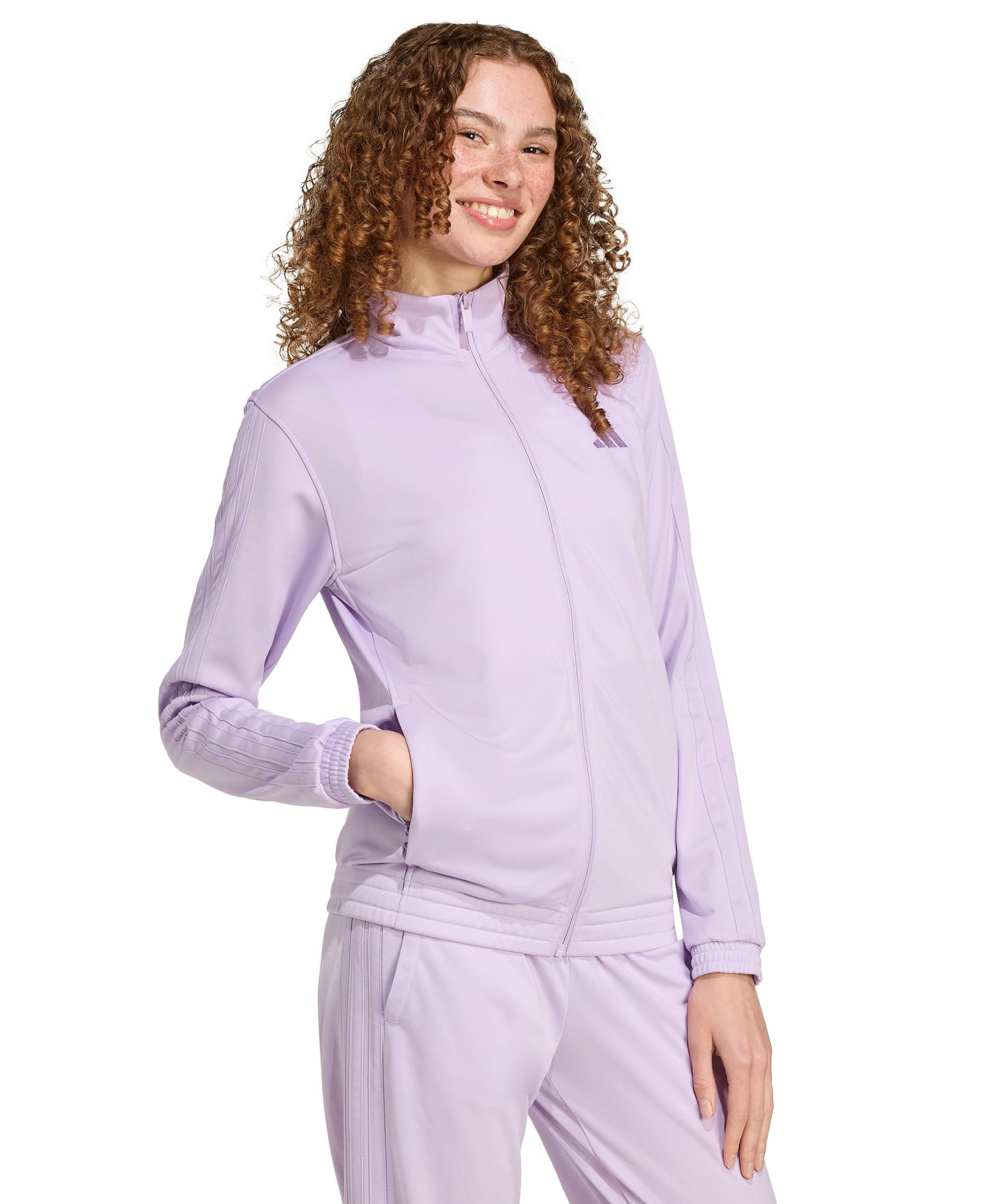 adidas Women's Tricot 3-Stripes Track Jacket - Powder Plum