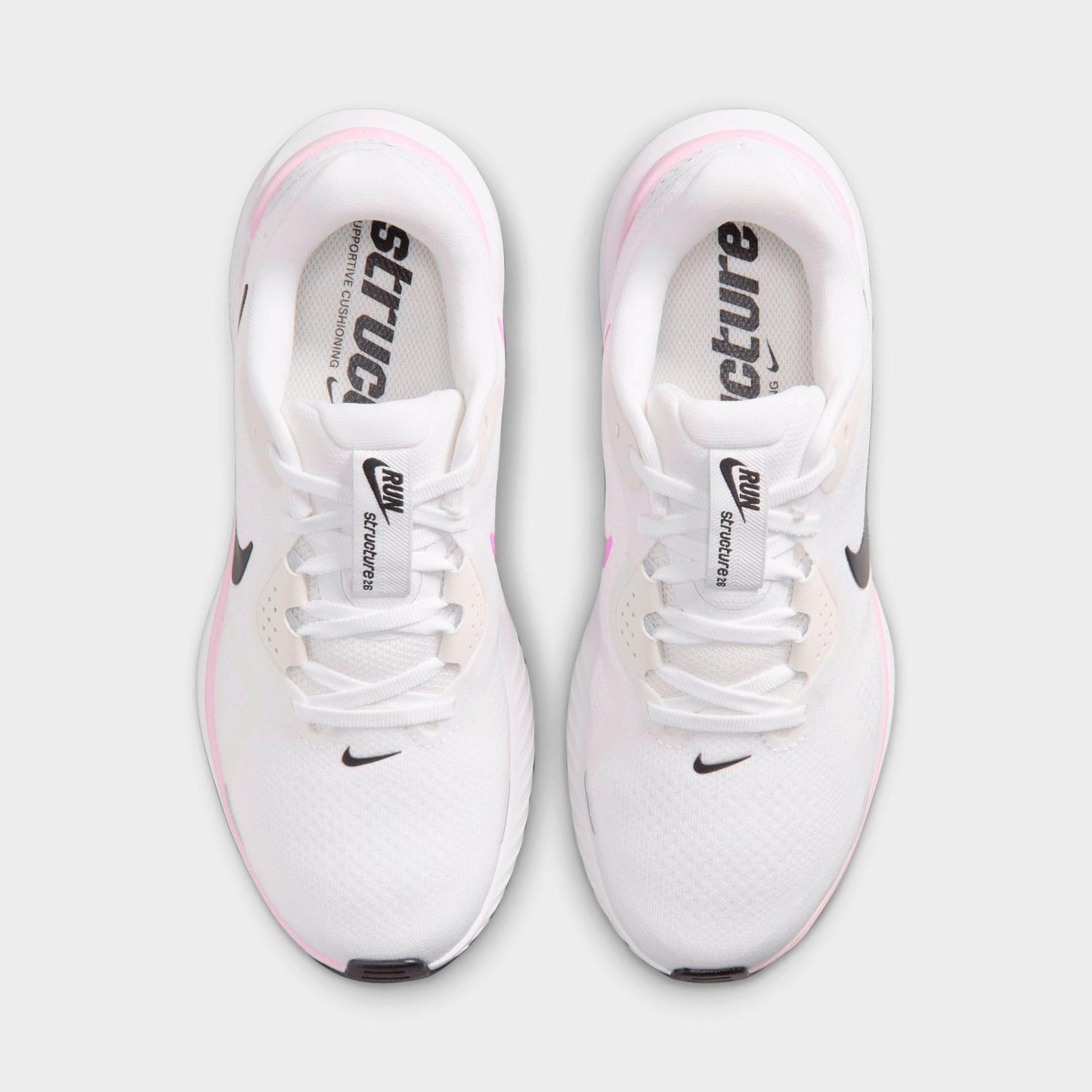 Women's Nithtke Structure 26 Running Shoes - White/Bleached Lilac/Light Magenta/Black - Top view