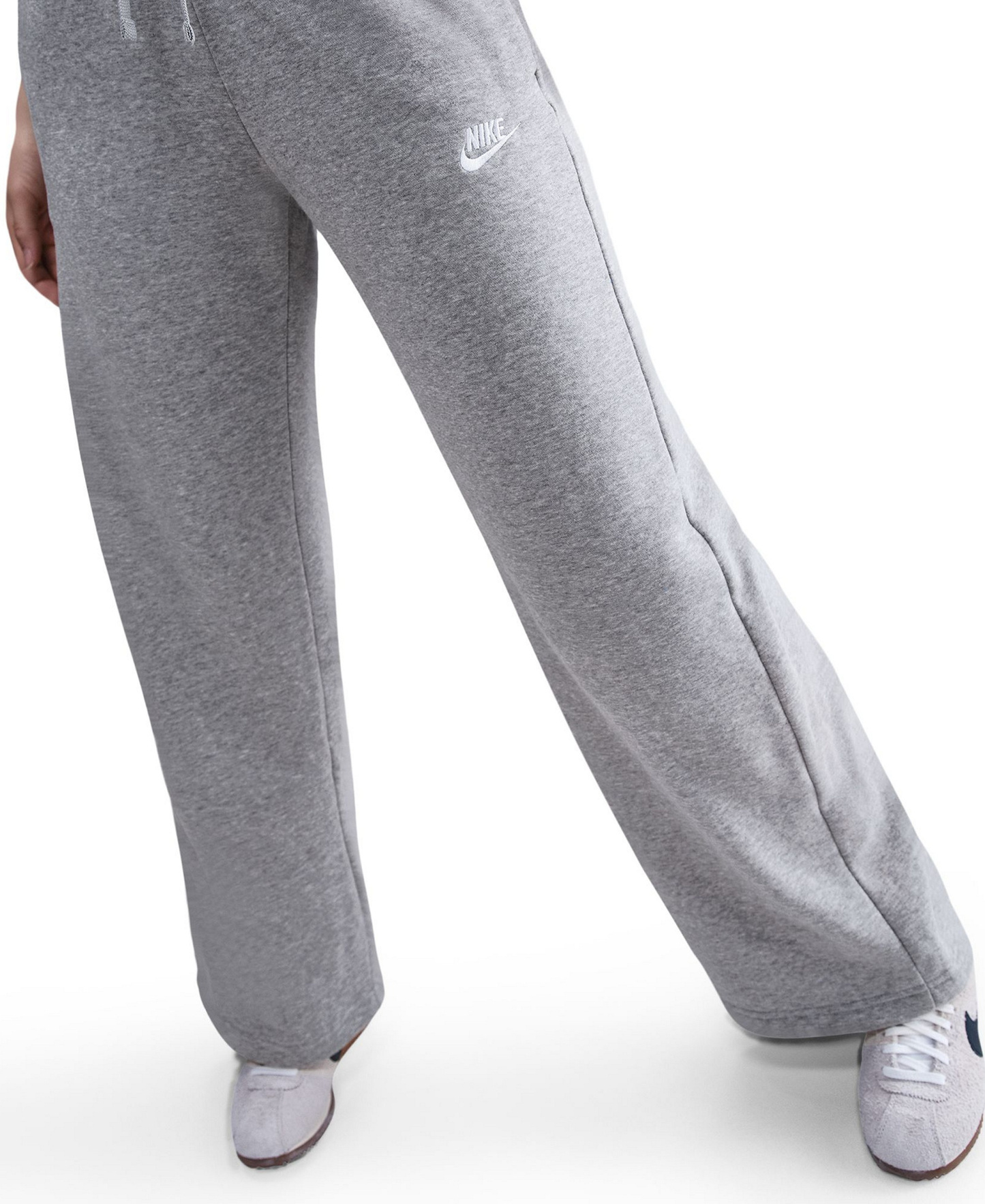 Nike Women's Sportswear Club Fleece Mid-Rise Wide-Leg Sweatpants - Dk Grey Heather/White