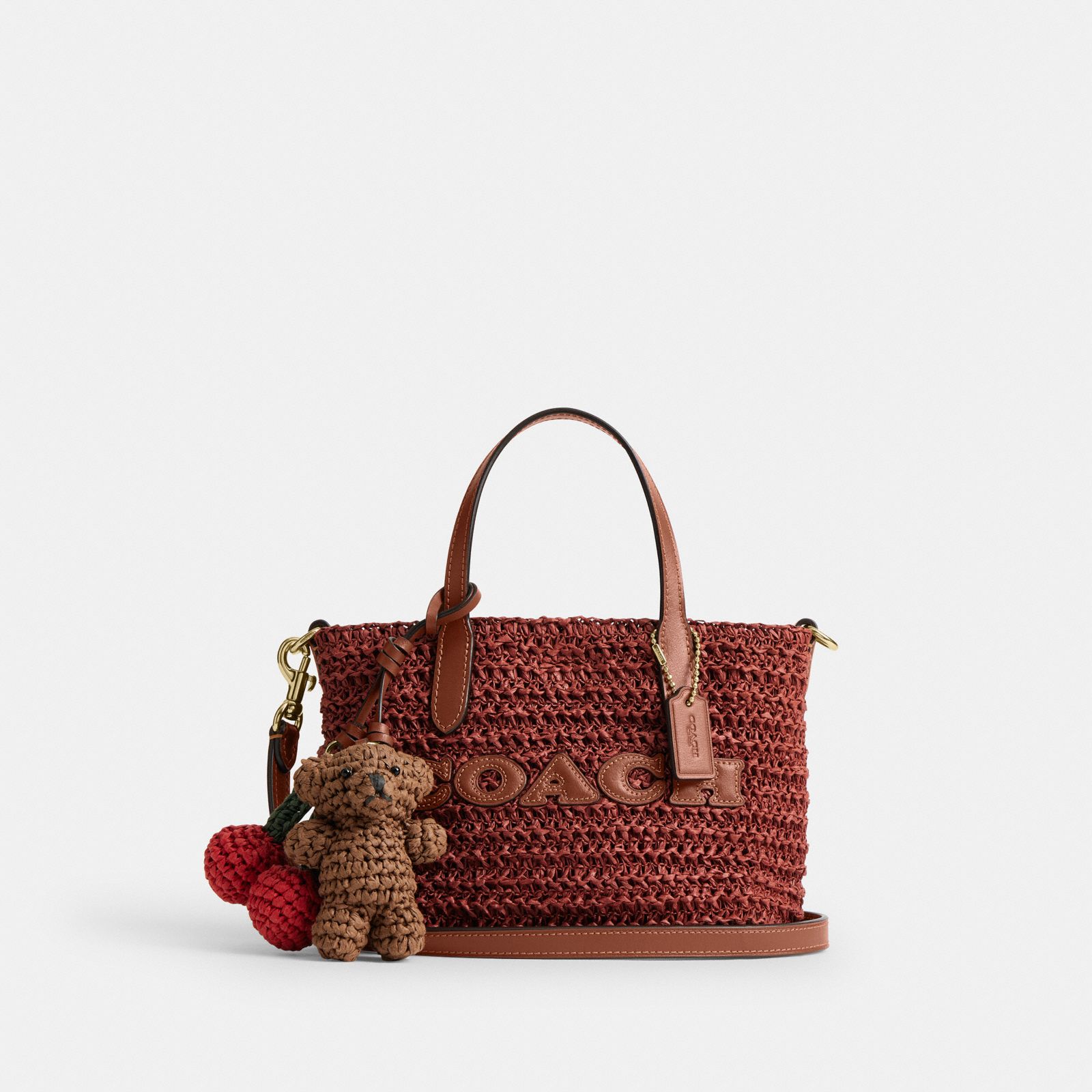 City Mini Tote Bag With Charms - Gold/Russet