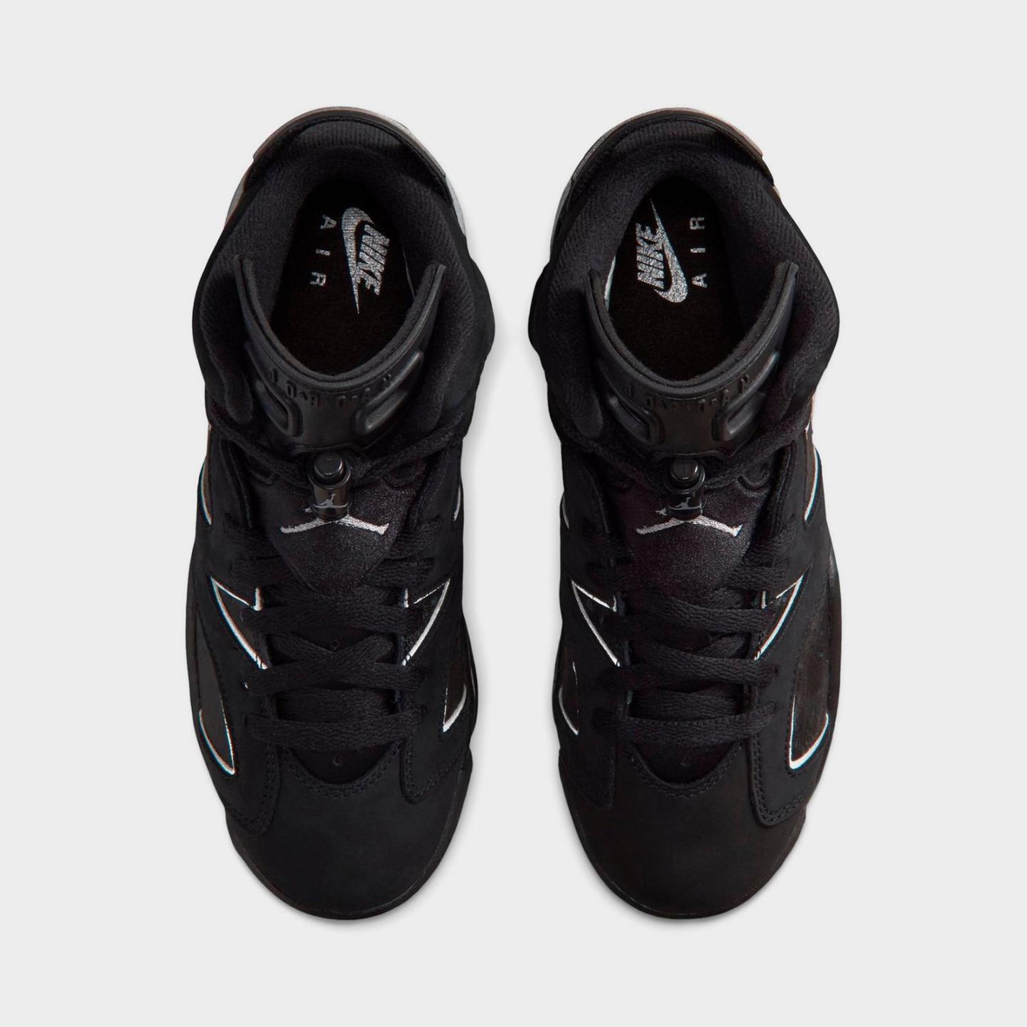 Big Kids' Air Jordan Retro 6 Basketball Shoes - Black/Reflect Silver/Black - view 5