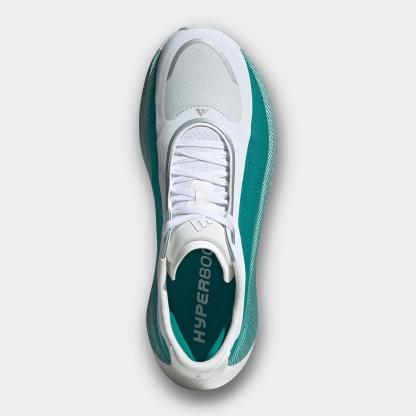 Men's adidas Hyperboost Edge Running Shoes - Part 2 - Cloud White/Equipment Green/Zero Metallic - Top view