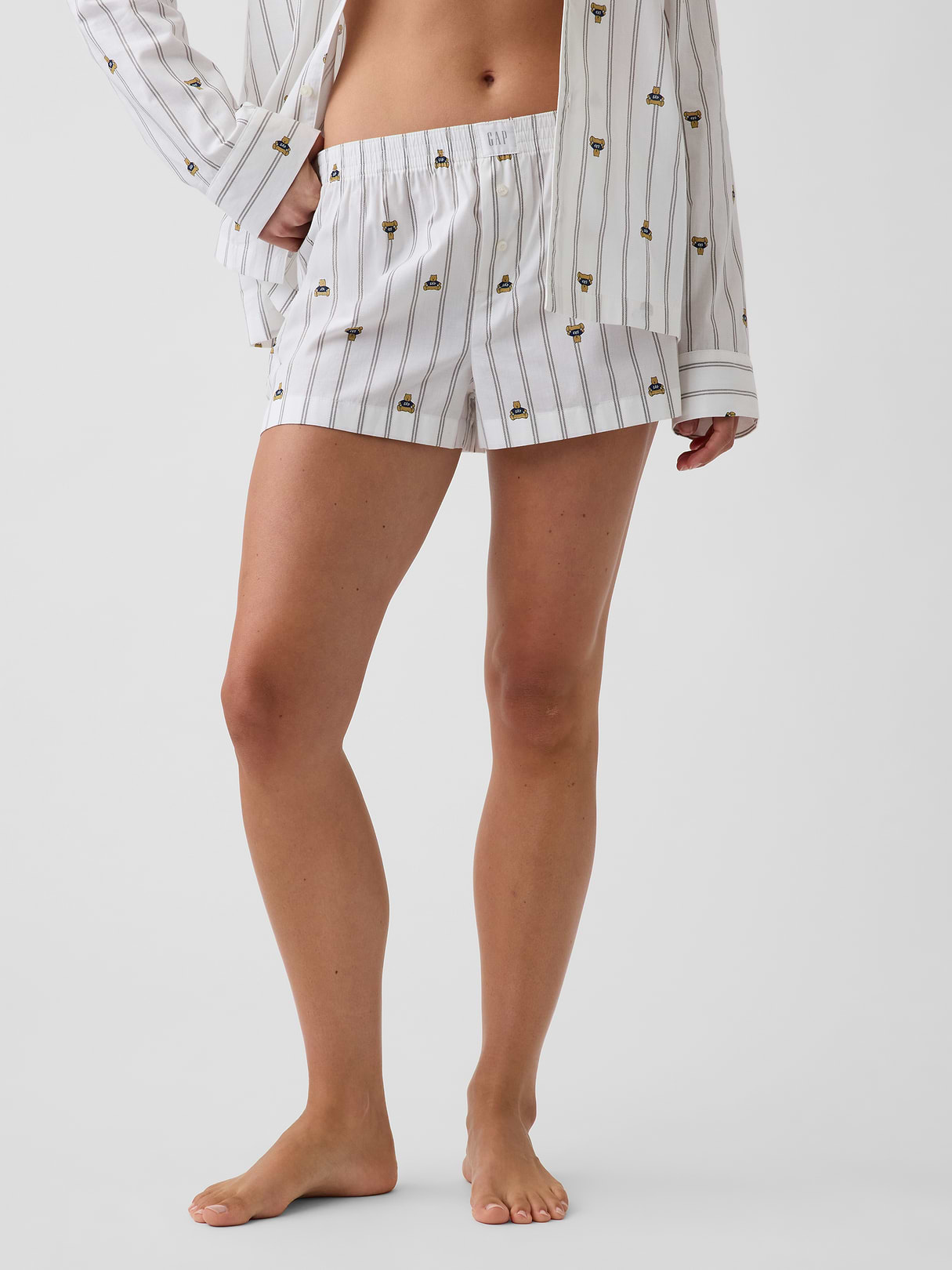 Poplin PJ Boxer Shorts - Brannan bear off white