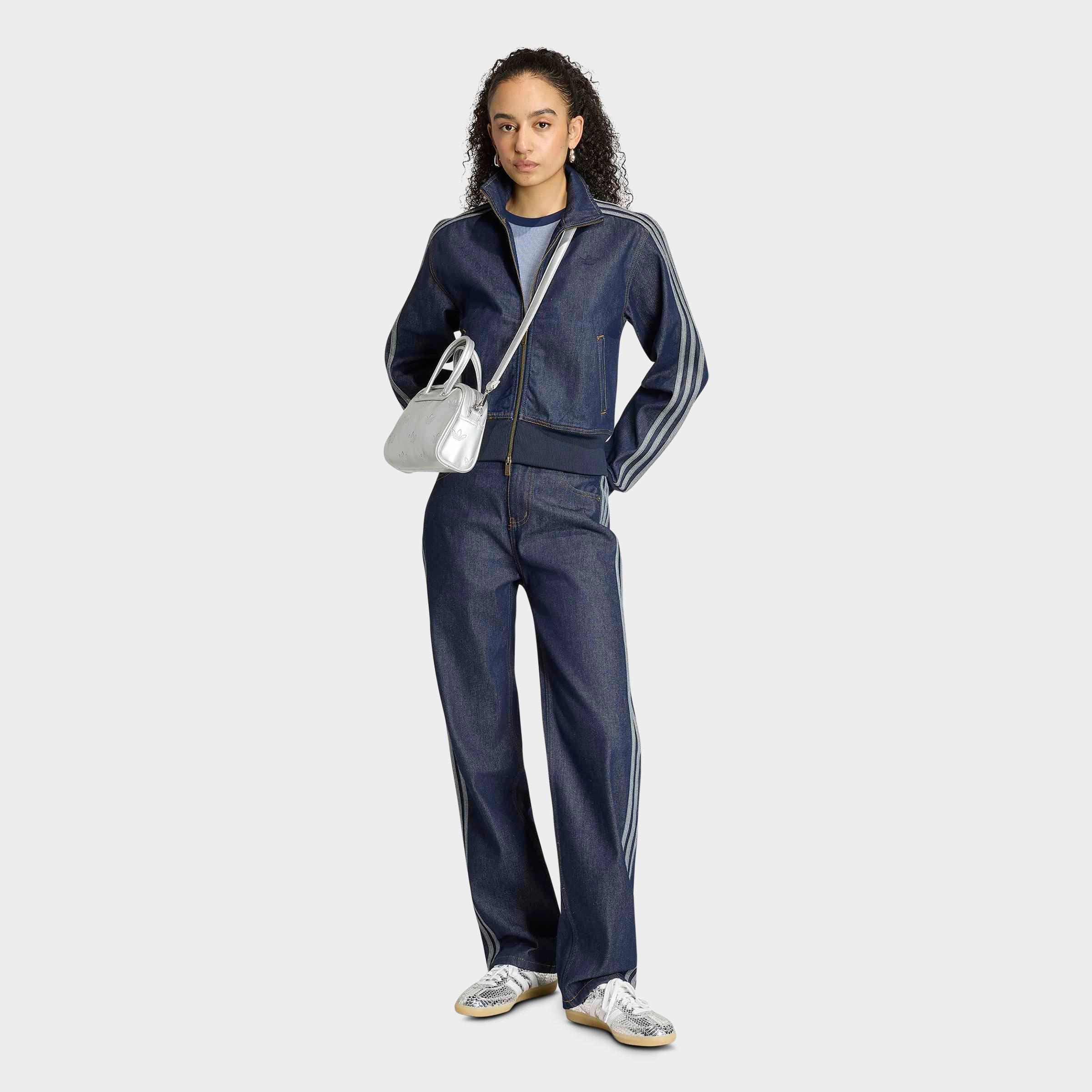 Women's adidas Originals Firebird Denim Full-Zip Track Top - Indigo Denim