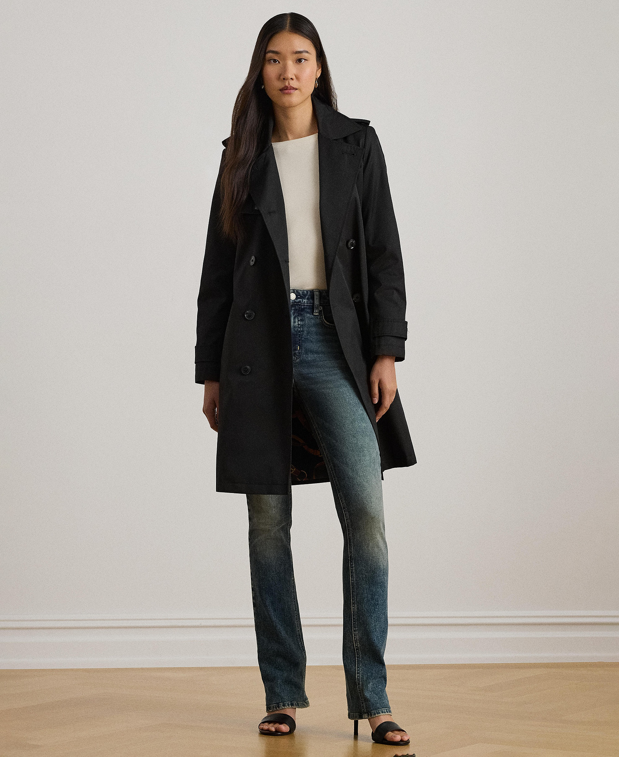 Lauren Ralph Lauren Petite Water-Resistant Double-Breasted Trench Coat, Created for Macy's - Dark Navy