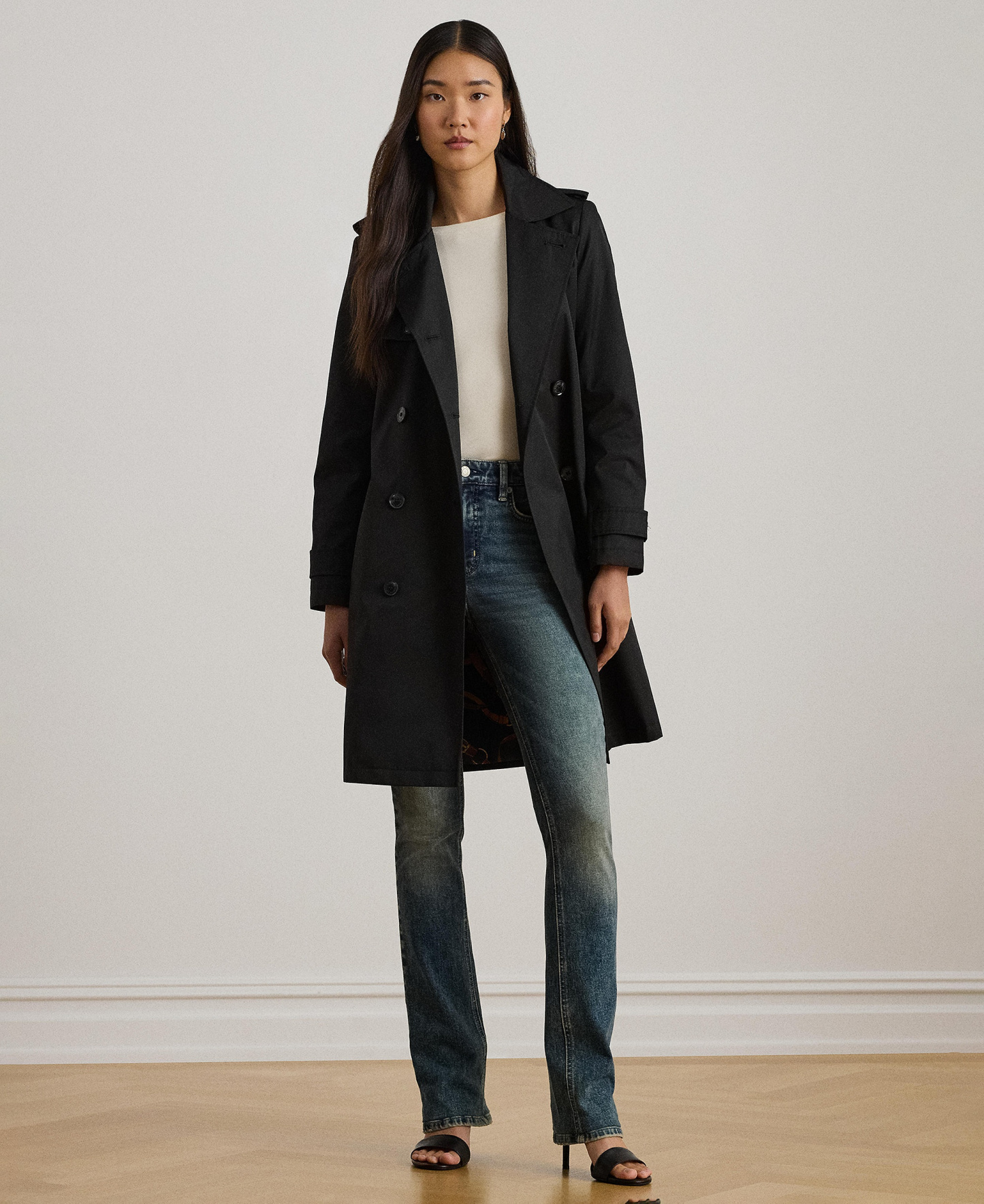 Lauren Ralph Lauren Petite Water-Resistant Double-Breasted Trench Coat, Created for Macy's - Dark Navy