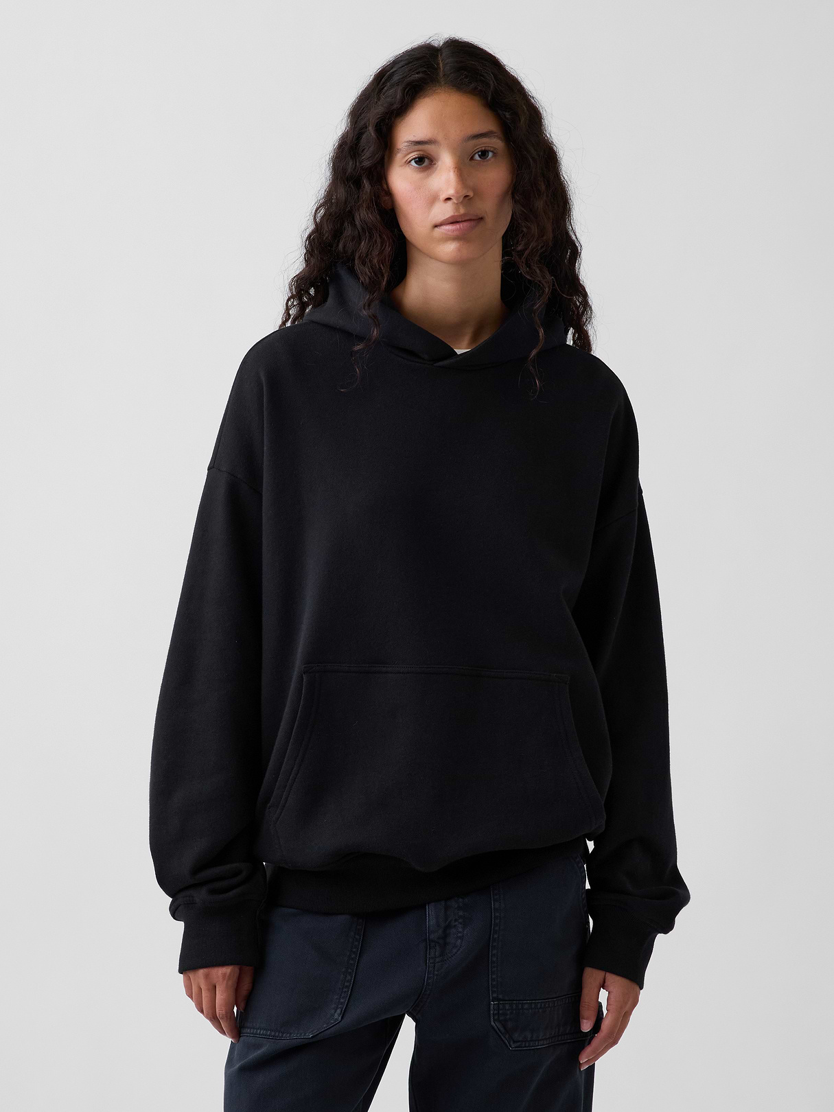 Adult Heavyweight Oversized Hoodie - True black