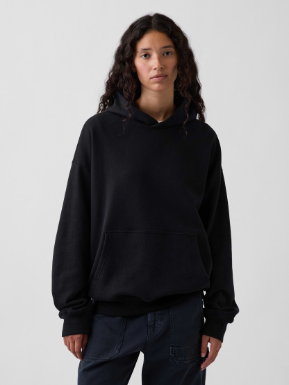 Adult Heavyweight Oversized Hoodie - True black