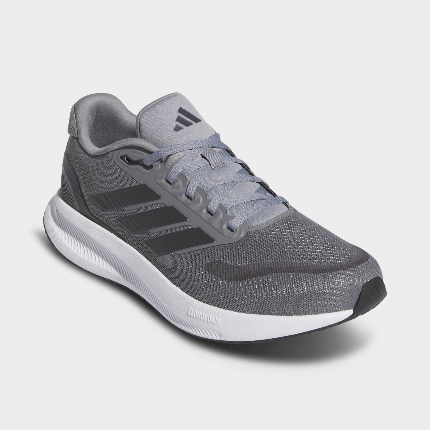 Men's adidas Runfalcon 5 Running Shoes (Wide Width) - Grey/Carbon/Cloud White - Both shoes facing left
