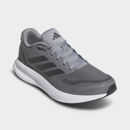 Men's adidas Runfalcon 5 Running Shoes (Wide Width) - Grey/Carbon/Cloud White - Both shoes facing left