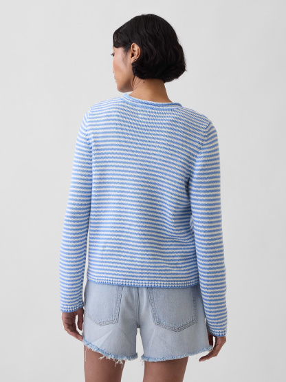 100% Cotton Rollneck Sweater - Blue stripe