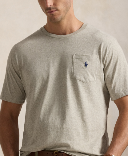 Polo Ralph Lauren Men's Big & Tall Crew-Neck Pocket T-Shirt - Gray Heather