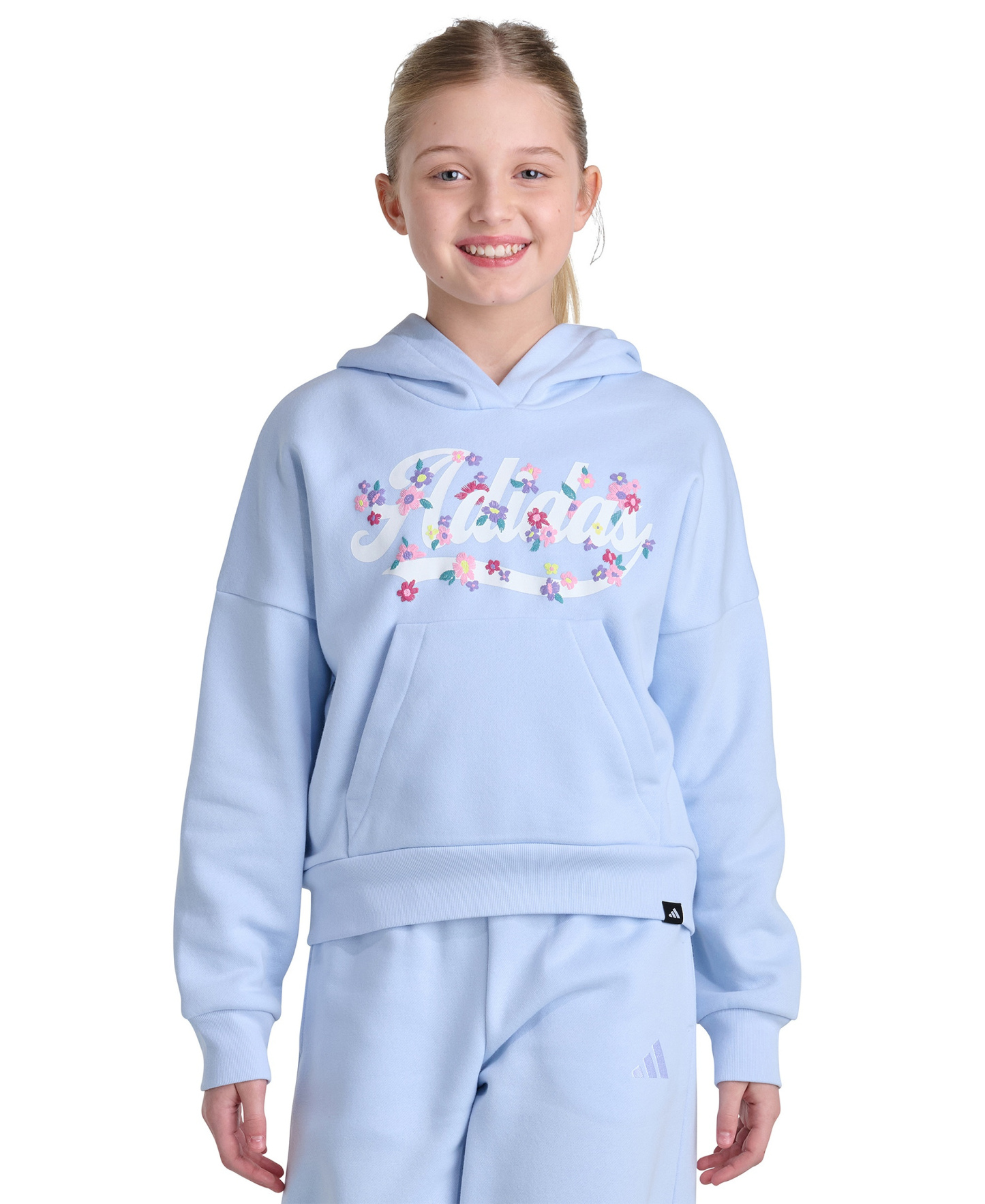 adidas Girls' 8-16 Long-Sleeve Hooded Sweatshirt - Crystal Sky