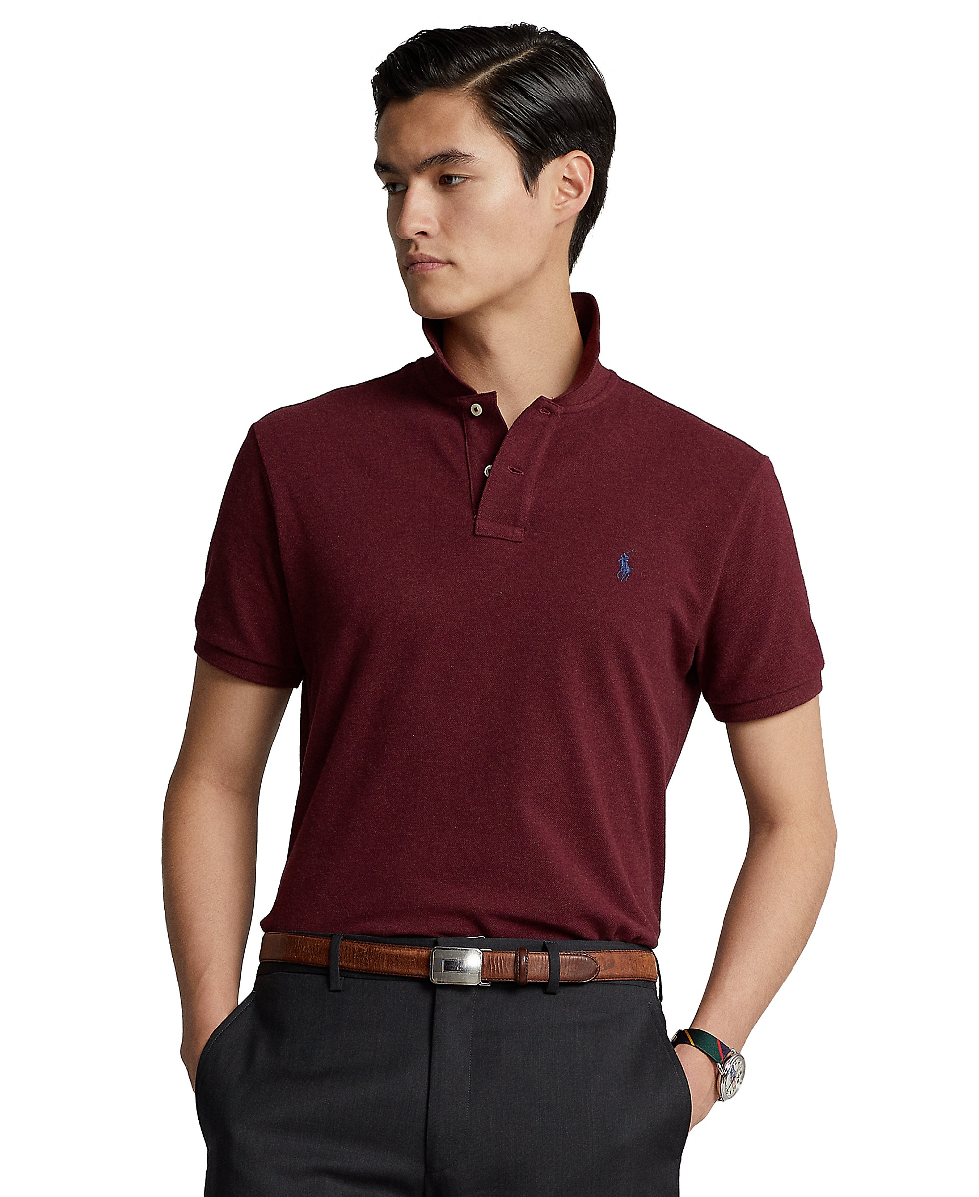 Polo Ralph Lauren Men's Custom Slim-Fit Mesh Polo Shirt - Spring Wine Heather