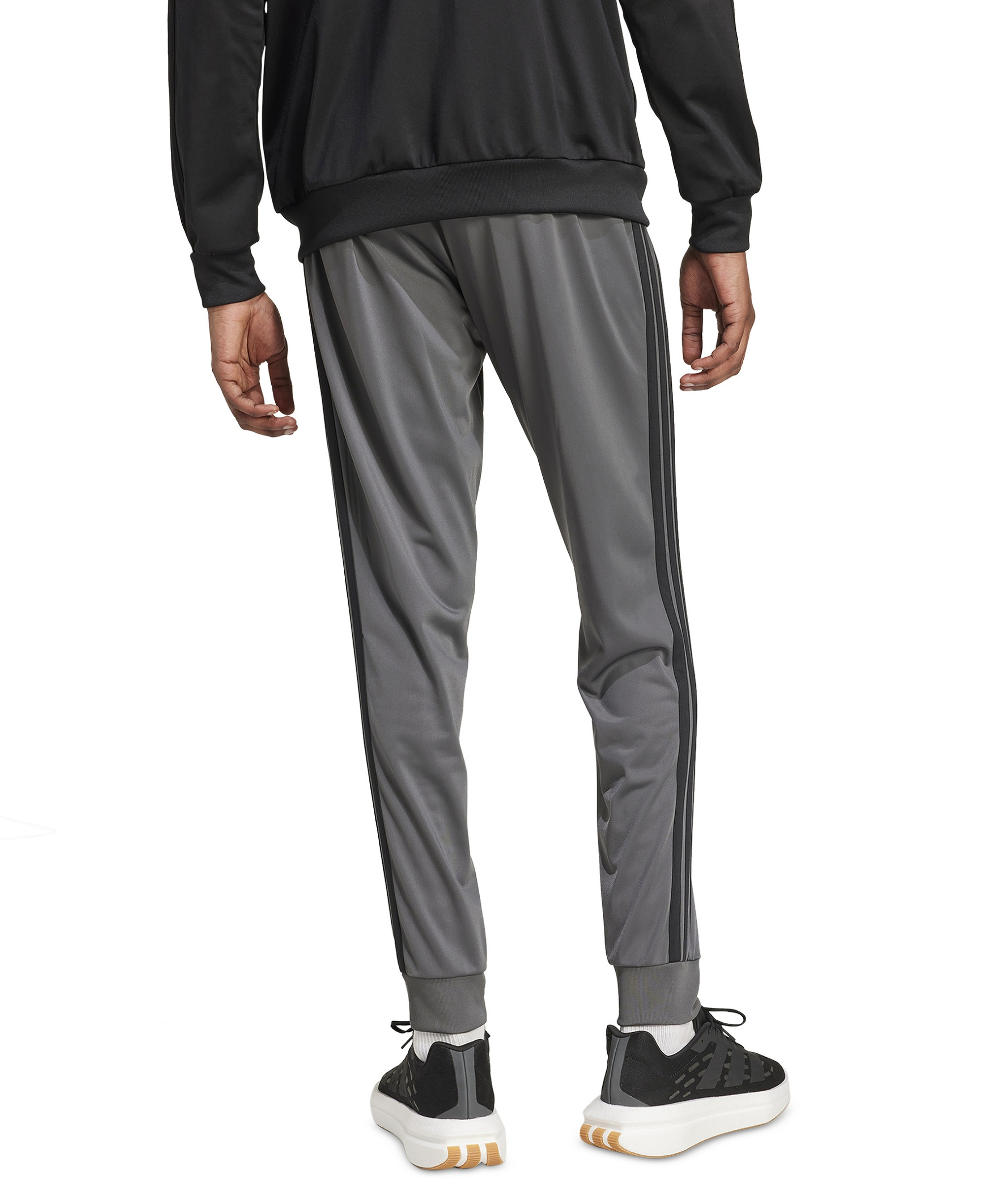 adidas Men's 3-Stripes Tricot Regular Tapered Track Pants - Gresix/bla