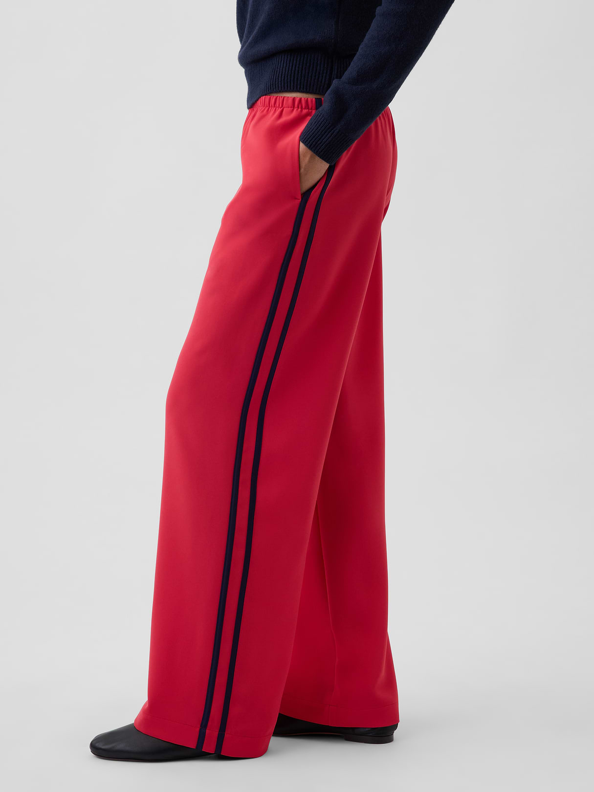 Easy Wide-Leg Pants - Red