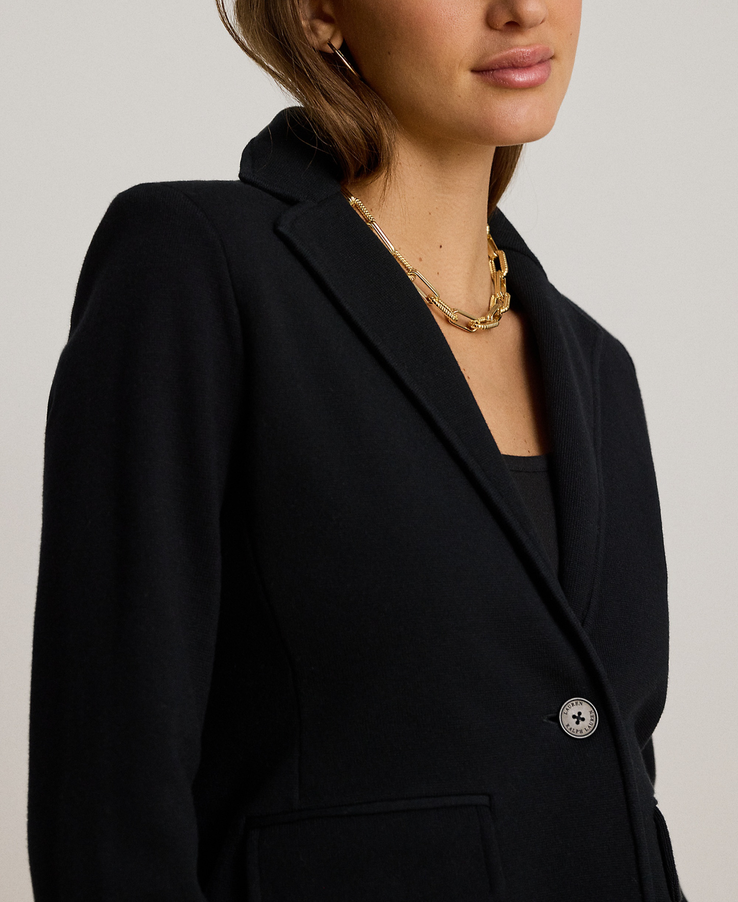 Lauren Ralph Lauren Women's Cotton-Blend Sweater Blazer - Black