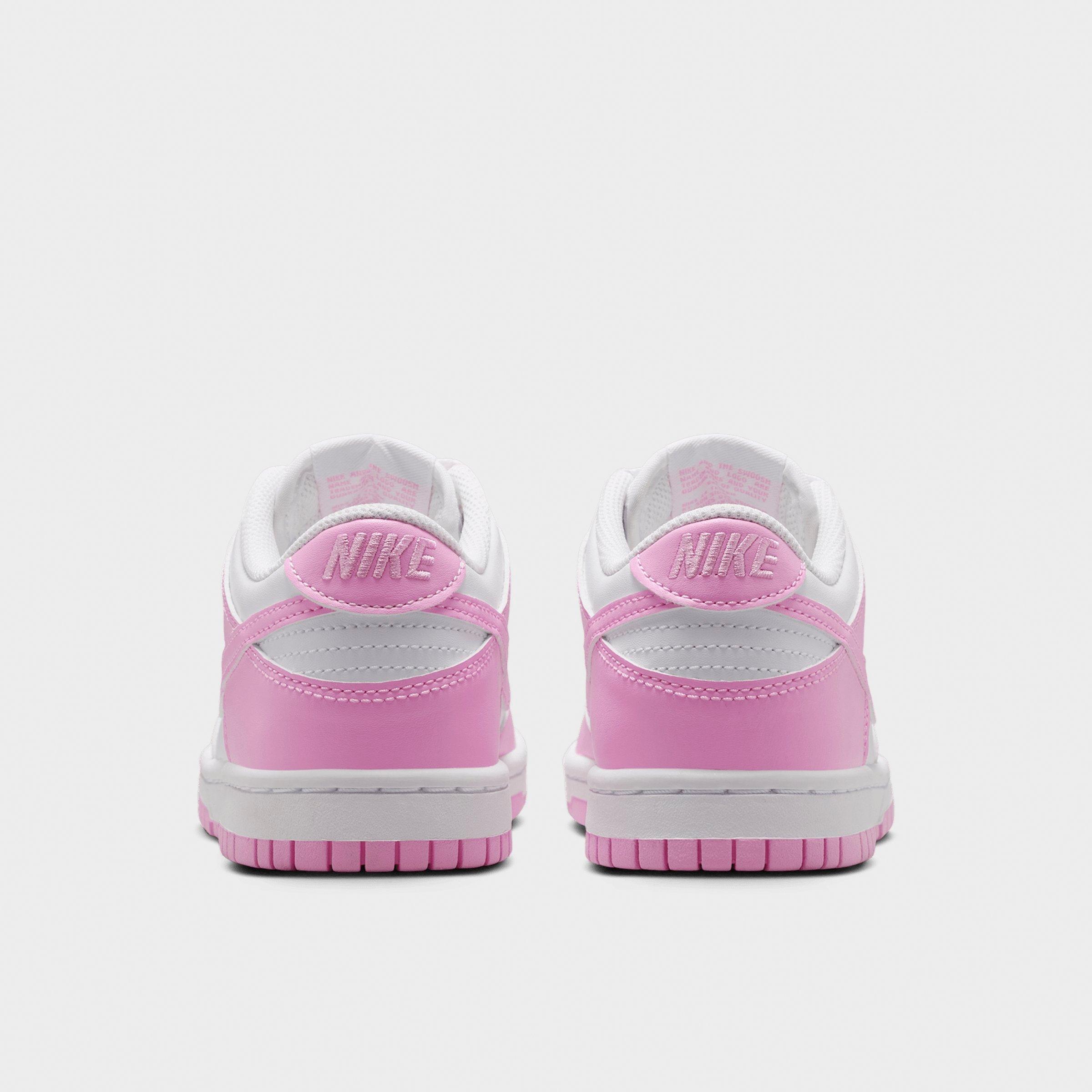 Big Kids' Nithtke Dunk Low Casual Shoes - Part 1 - White/White/White/Pink Rise - Back view