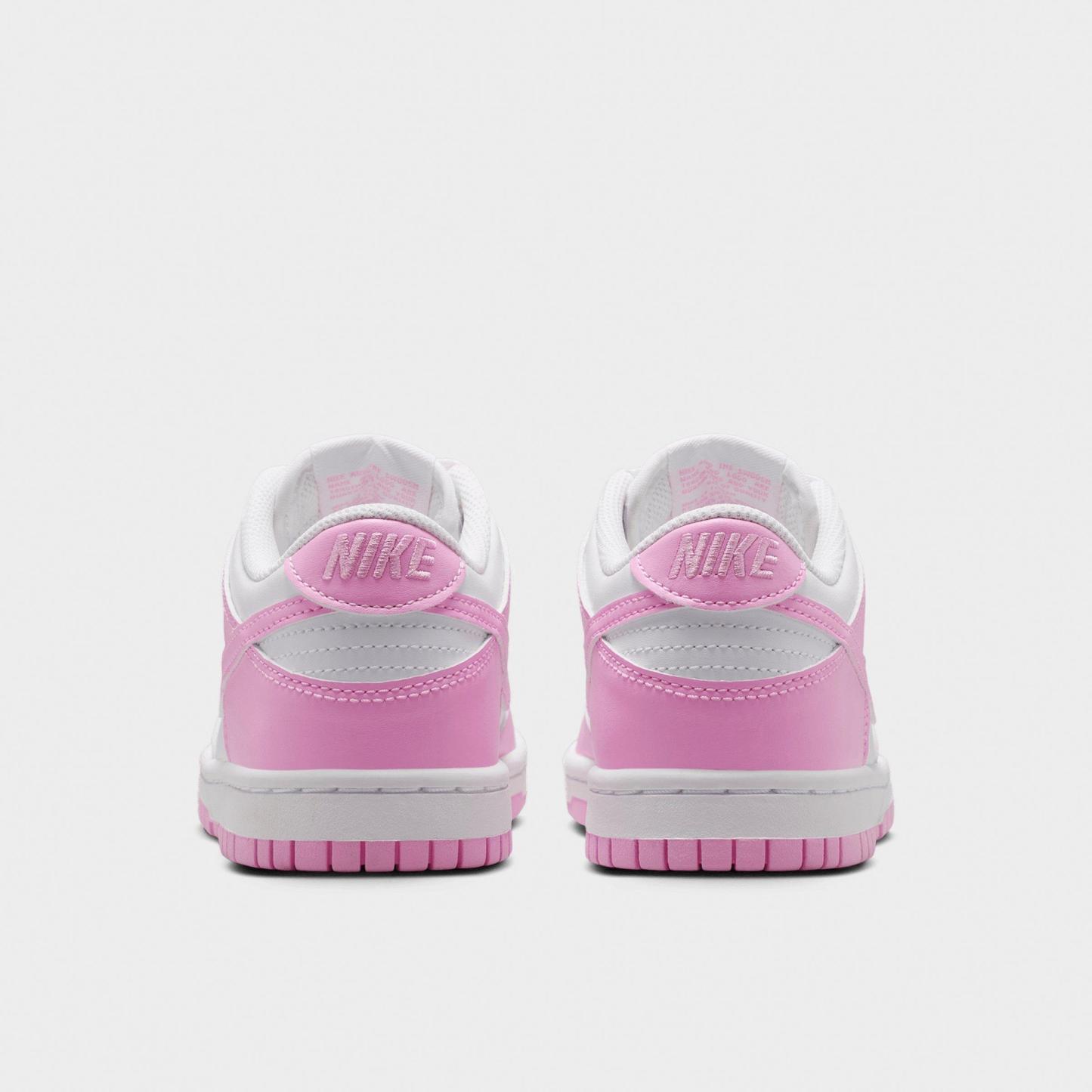 Big Kids' Nithtke Dunk Low Casual Shoes - Part 1 - White/White/White/Pink Rise - Back view