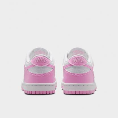 Big Kids' Nithtke Dunk Low Casual Shoes - Part 1 - White/White/White/Pink Rise - Back view