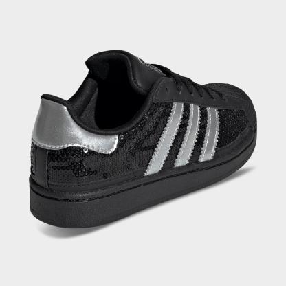 Little Kids' adidas Originals Superstar II Casual Shoes - Core Black/Silver Metallic/Cloud White - Back view