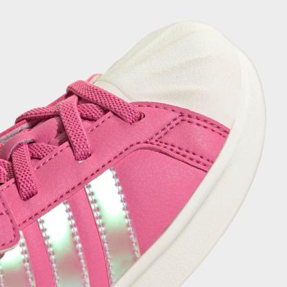 Girls' Little Kids' adidas Streettalk Stretch Lace Hook-And-Loop Casual Shoes - Pink Fusion/White/Wonder Quartz - Detail shot