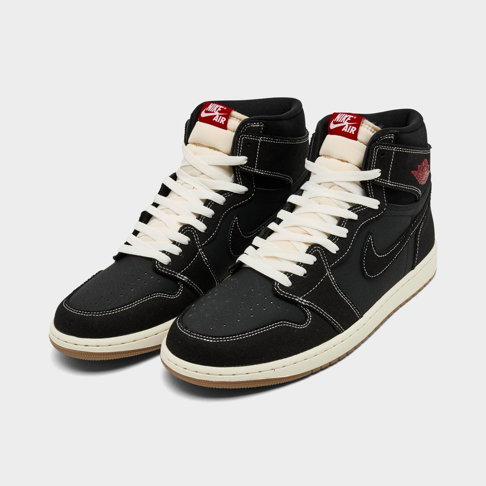 Men's Air Jordan Retro 1 High OG Casual Shoes - Black/Sail/Gum Medium Brown/University Red - view 2