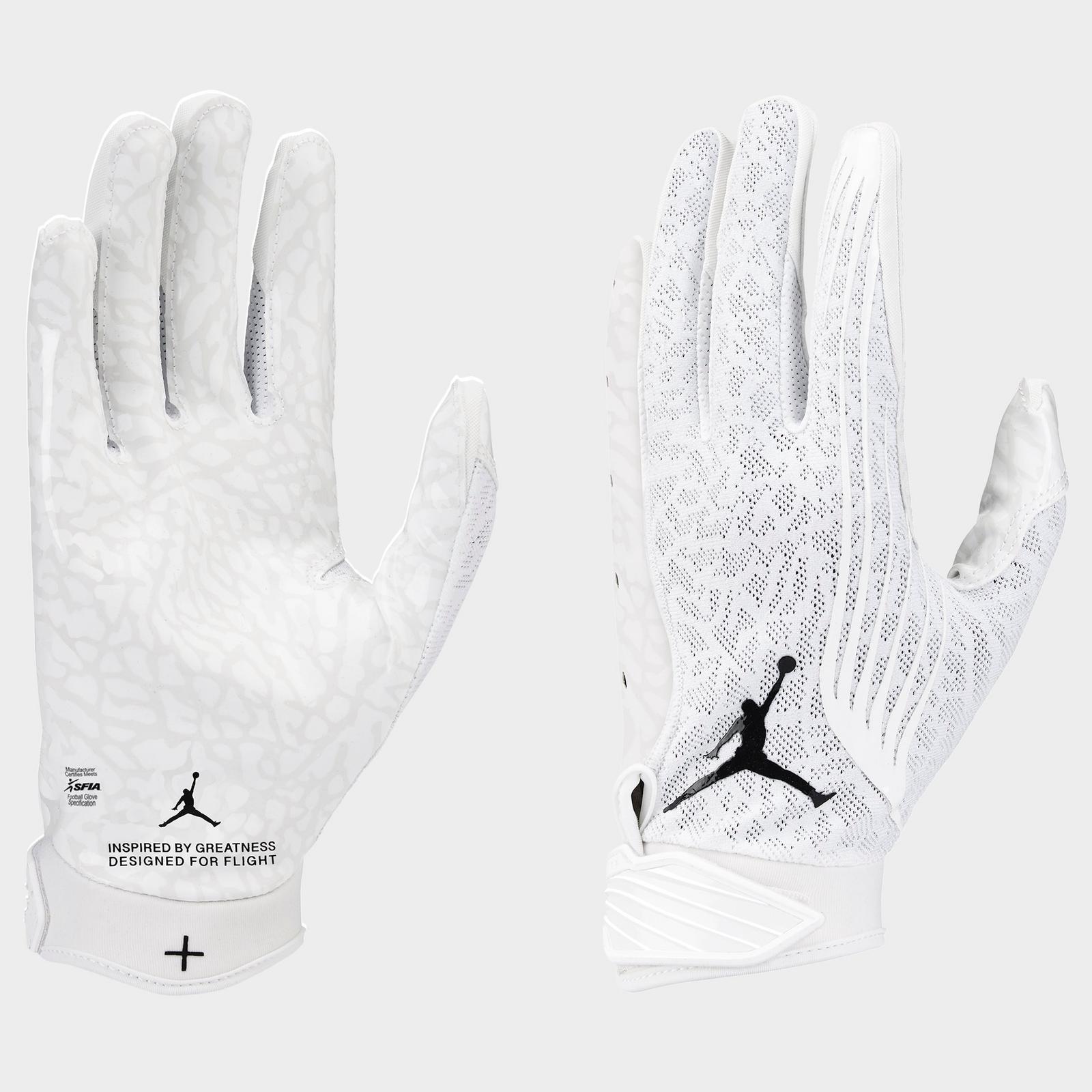 Jordan Fly Lock Football Gloves - White/White/Black - view 1