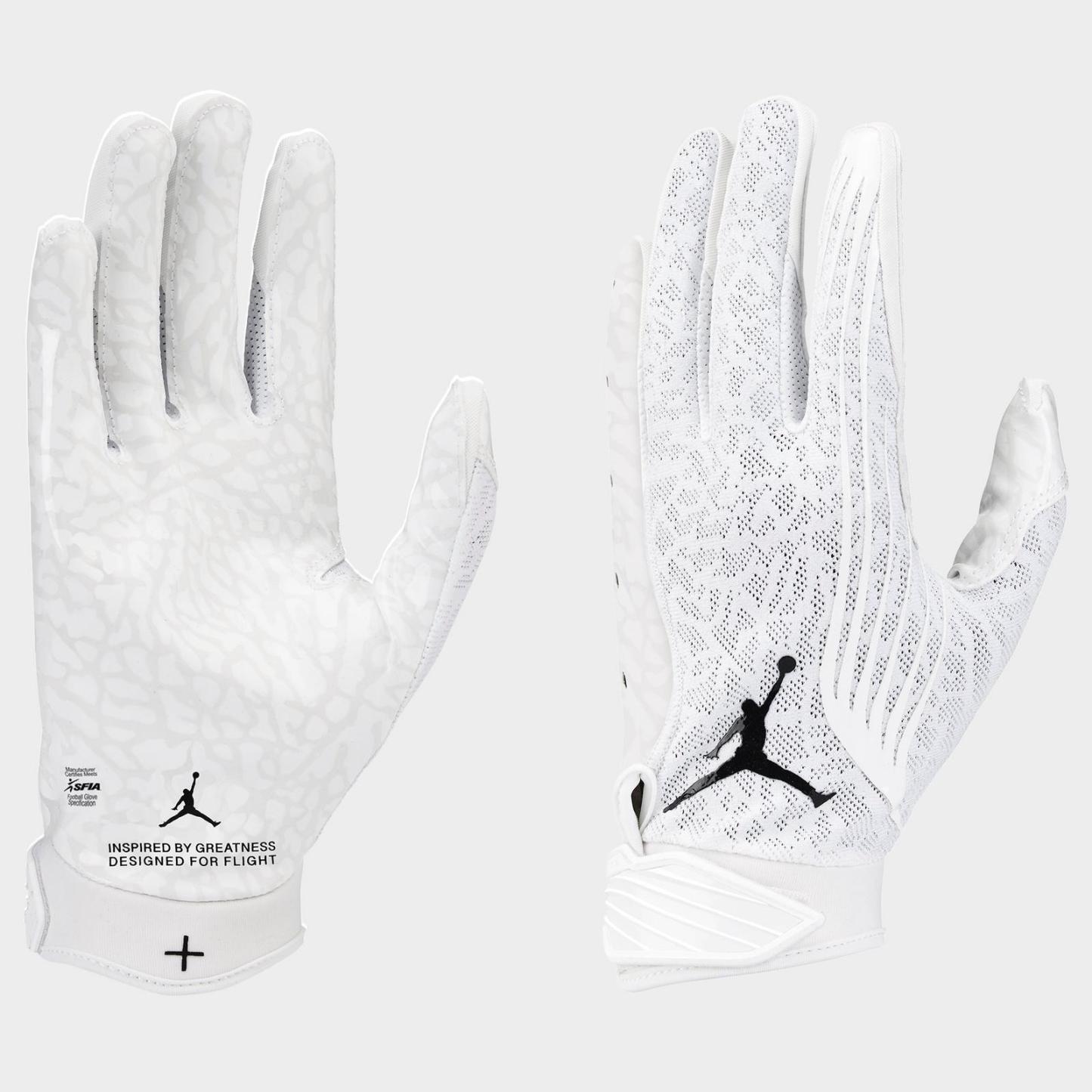 Jordan Fly Lock Football Gloves - White/White/Black - view 1