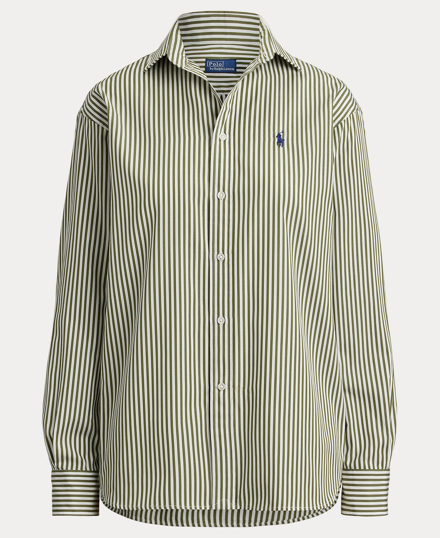 Polo Ralph Lauren Women's Relaxed-Fit Striped Cotton Shirt - Supply Olive/White