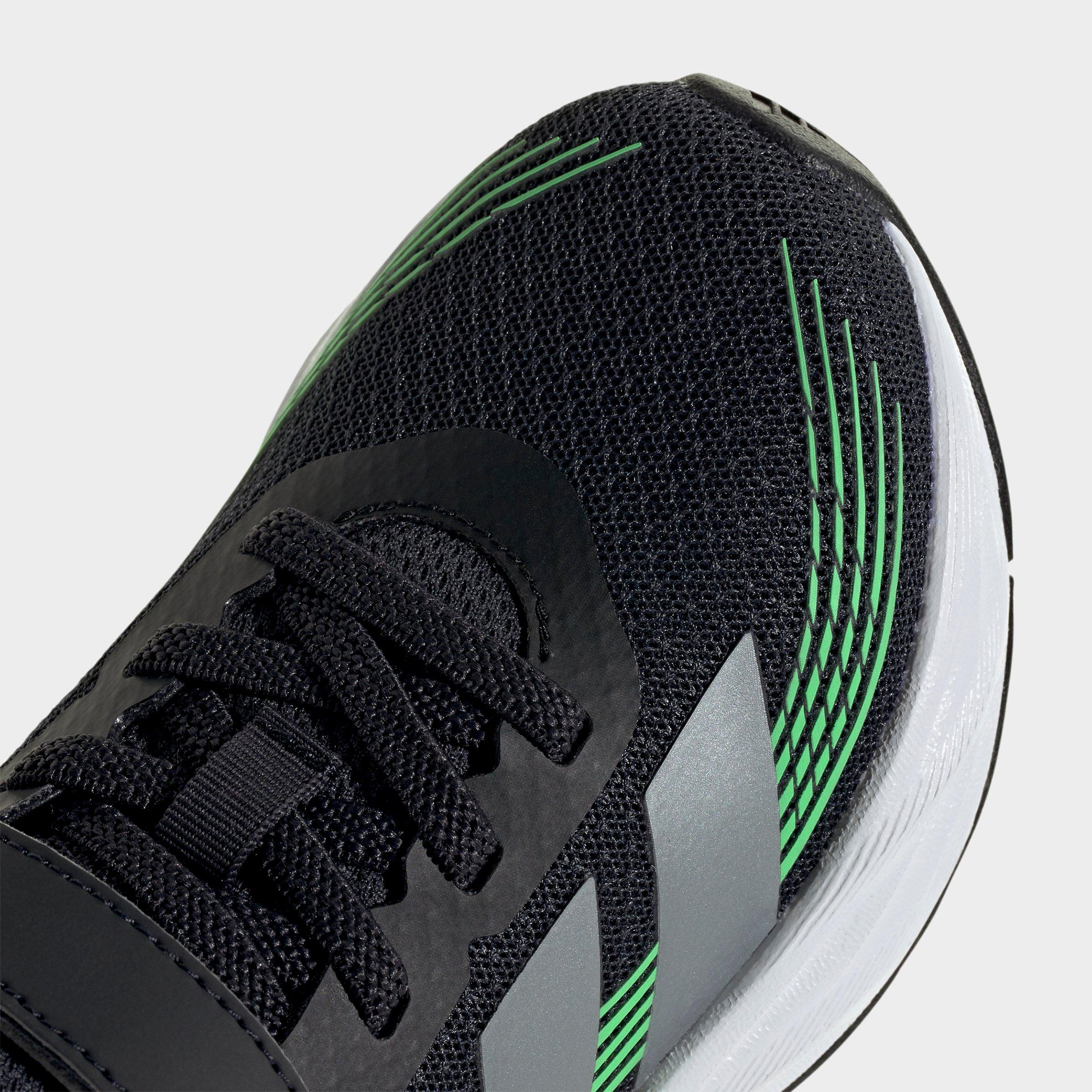 Little Kids' adidas Galaxy 8 Hook-And-Loop Stretch Lace Running Shoes - Night Grey/Tech Grey Metallic/Screaming Green - Detail shot