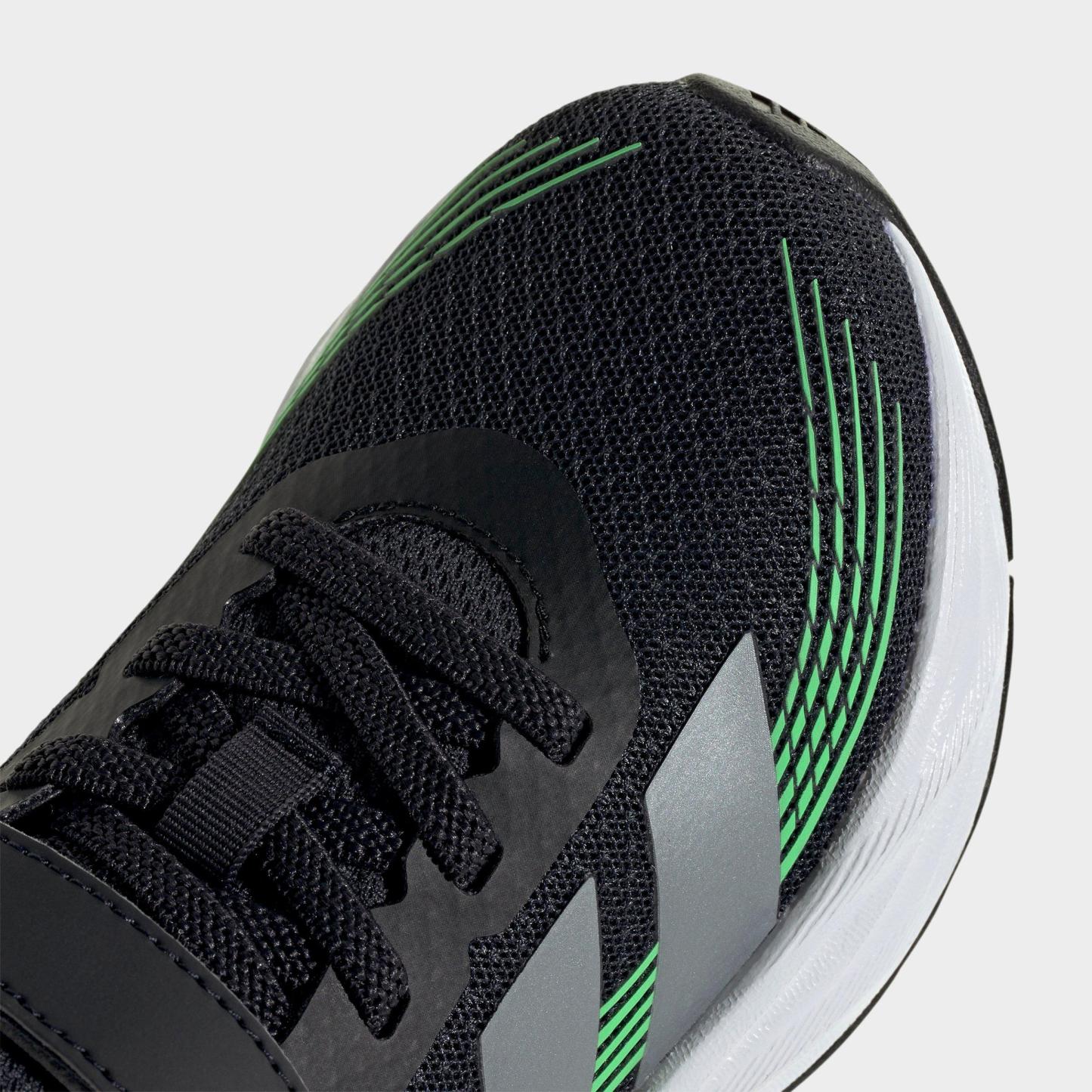 Little Kids' adidas Galaxy 8 Hook-And-Loop Stretch Lace Running Shoes - Night Grey/Tech Grey Metallic/Screaming Green - Detail shot