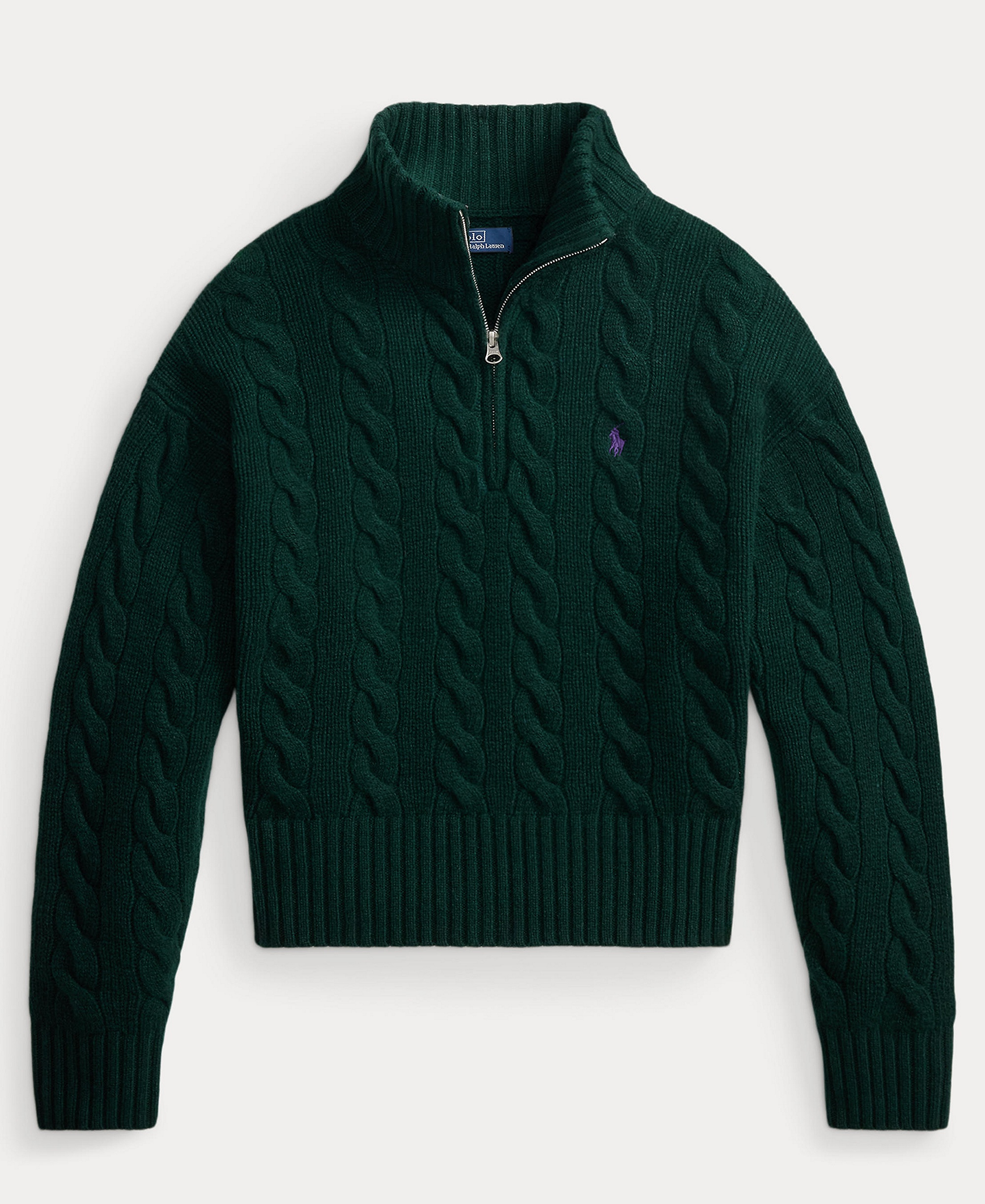 Polo Ralph Lauren Women's Cable-Knit Half-Zip Wool-Cashmere Sweater - College Green