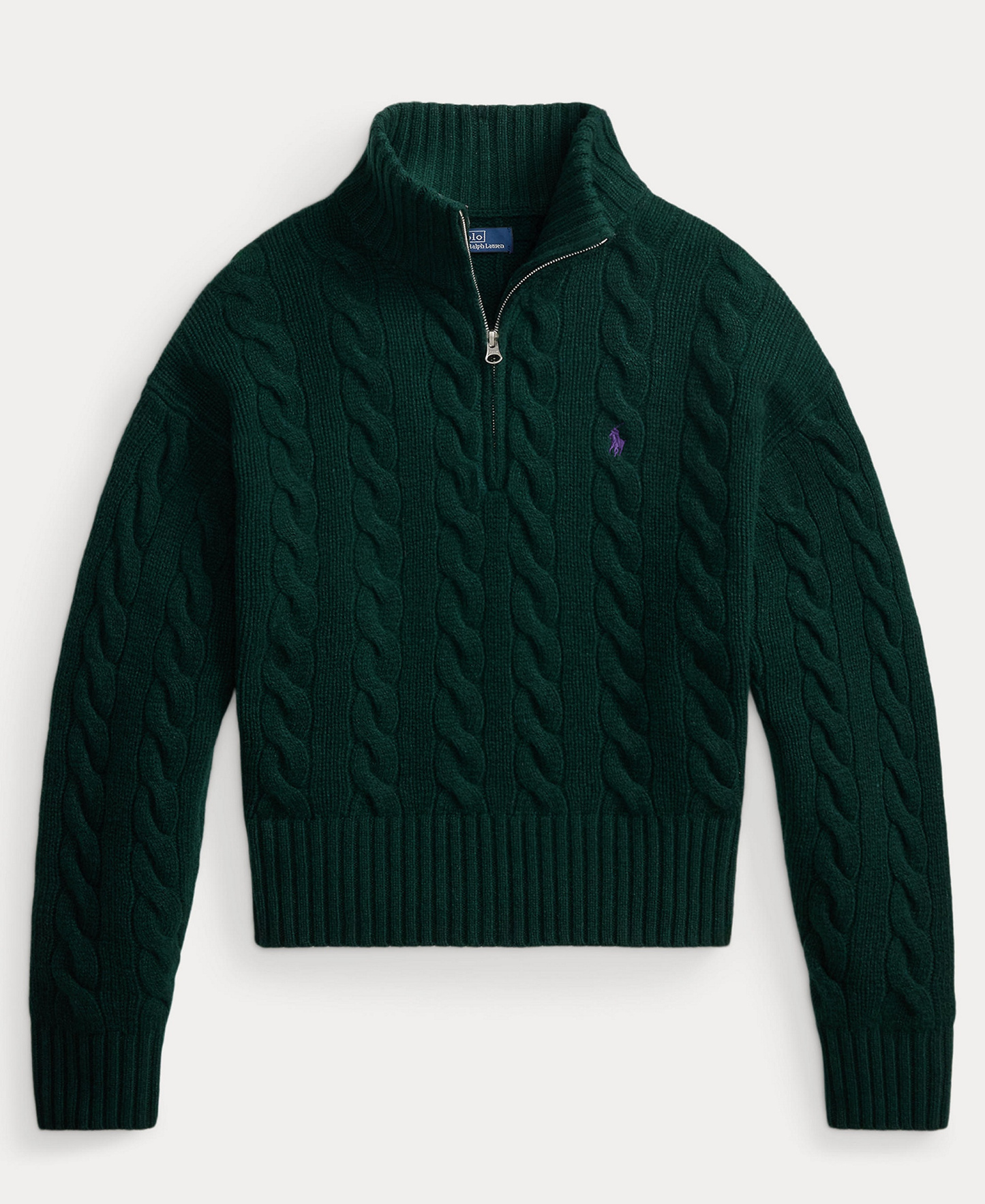 Polo Ralph Lauren Women's Cable-Knit Half-Zip Wool-Cashmere Sweater - College Green