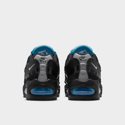 Big Kids' Nithtke Air Max 95 Big Bubble SE Casual Shoes - Black/Gamma Blue/Metallic Silver/Chrome - Back view