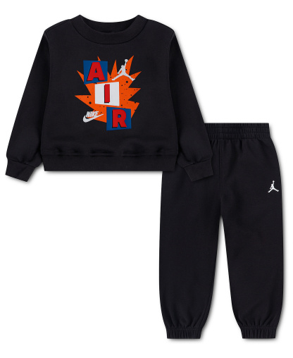 Jordan Boys' 4-7 Logo Graphic Sweatshirt and Jogger, 2-Piece Set - Black
