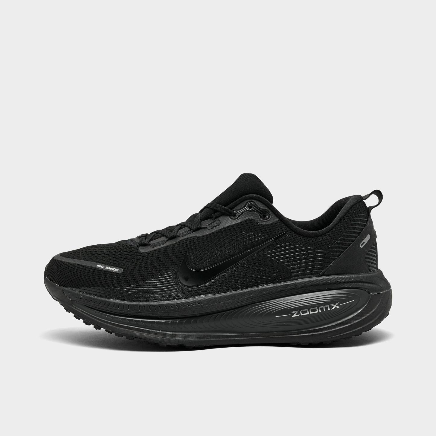 Men's Nithtke Vomero 18 Running Shoes - Part 1 - Black/Dark Smoke Grey/Light Smoke Grey/Black - Left shoe facing left. Outside of the shoe.