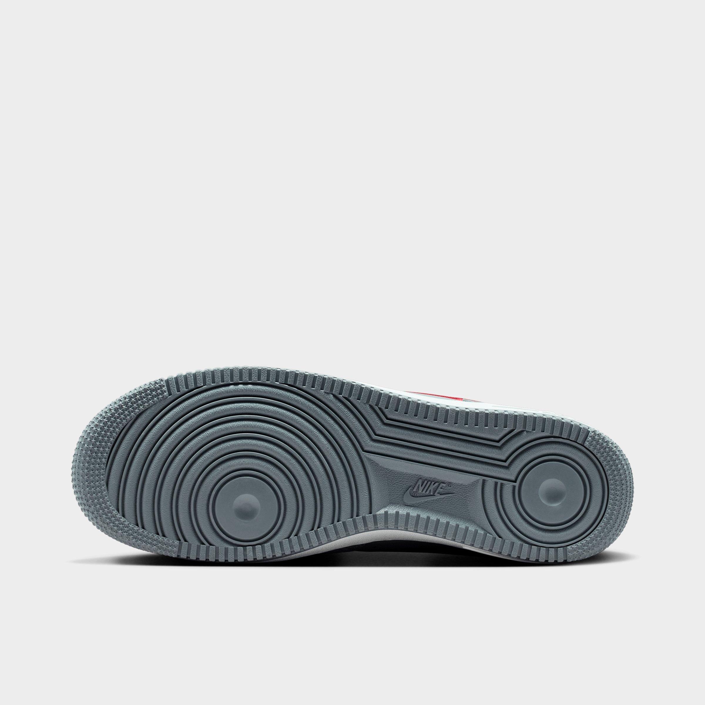 Men's Nithtke Air Force 1 '07 LV8 Casual Shoes - Part 1 - Cool Grey/Team Crimson/Summit White/Rust Factor - Bottom view