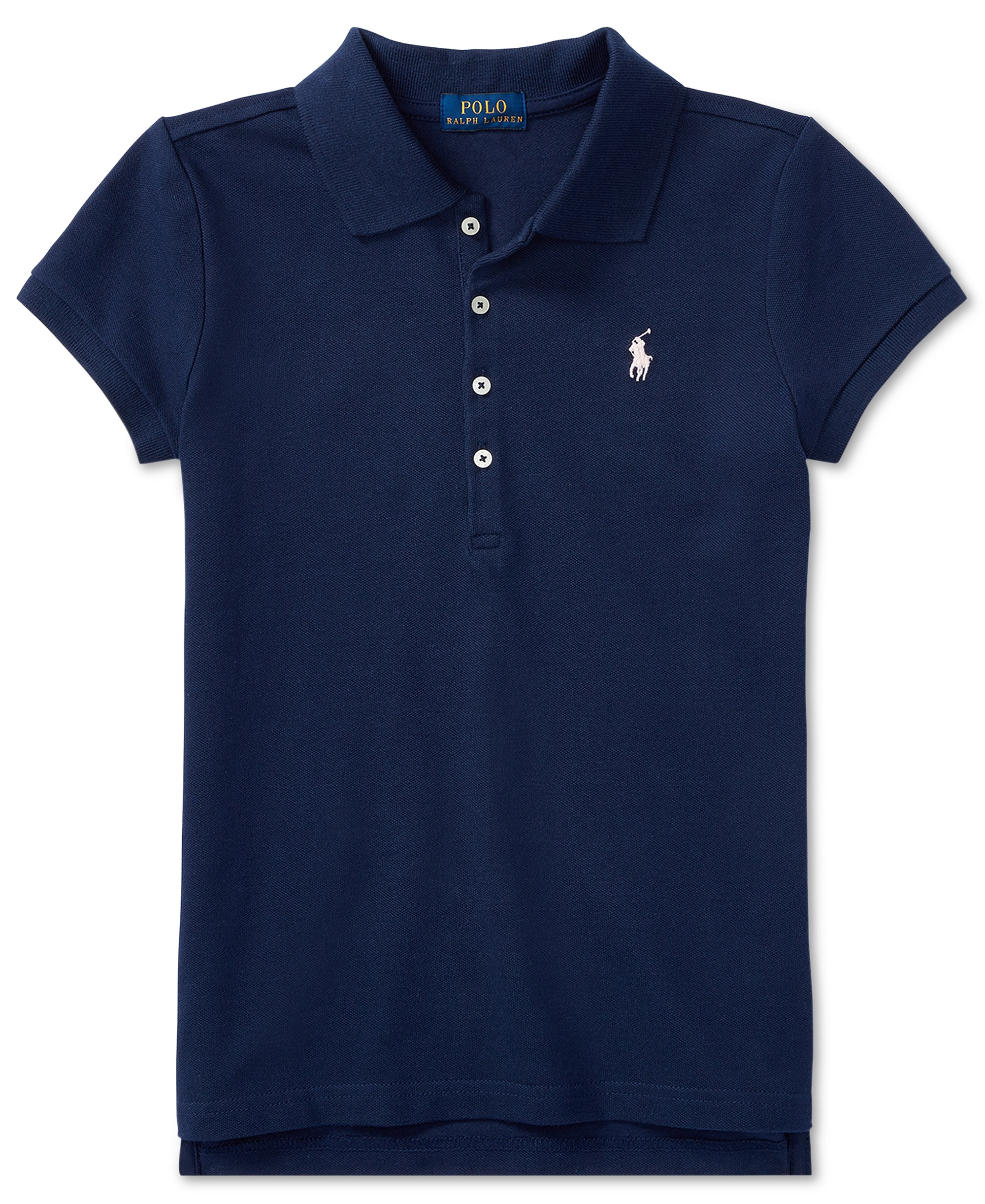 Polo Ralph Lauren Girls' 7-16 Stretch Cotton Mesh Polo Shirt - Navy