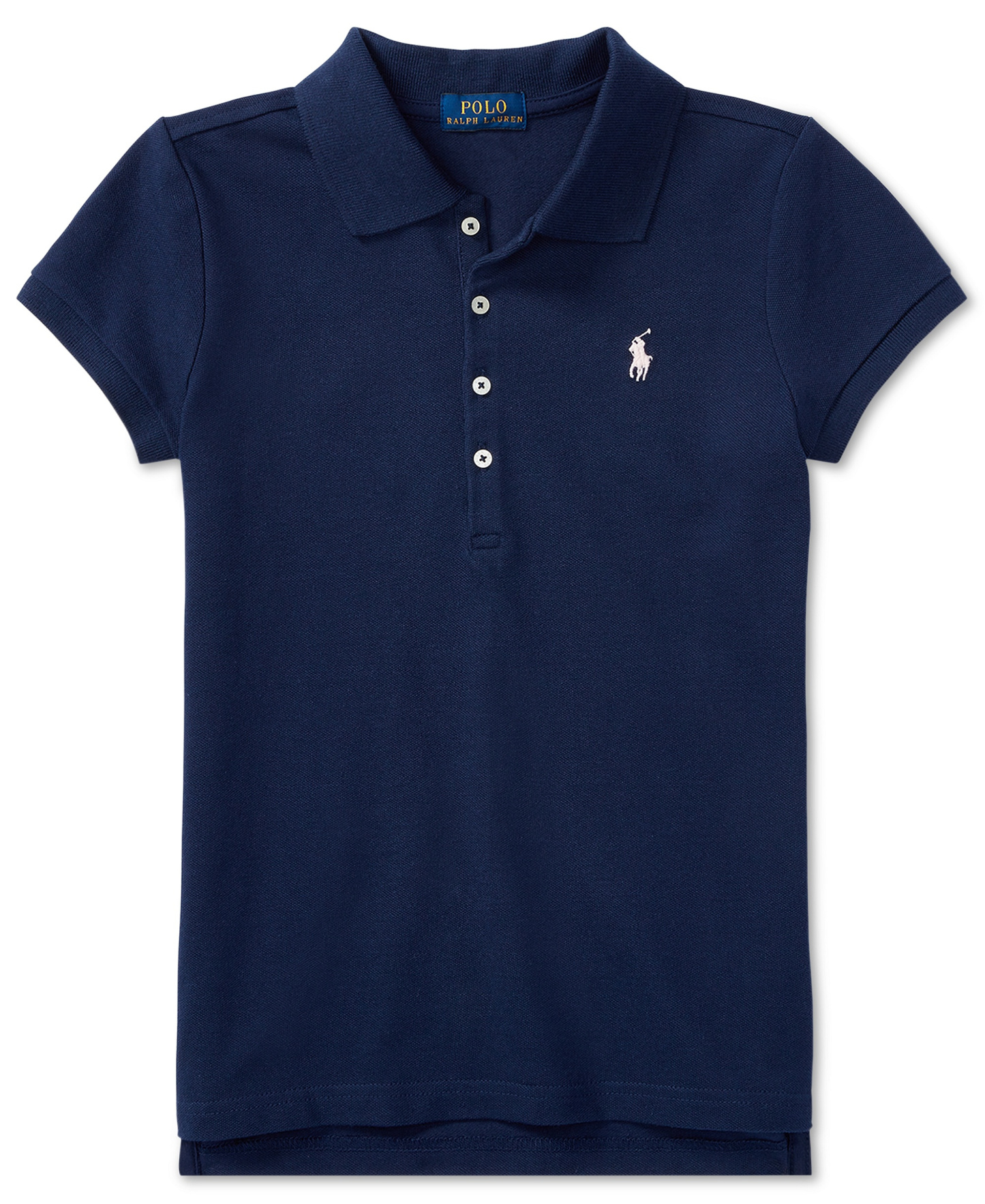 Polo Ralph Lauren Girls' 7-16 Stretch Cotton Mesh Polo Shirt - Navy