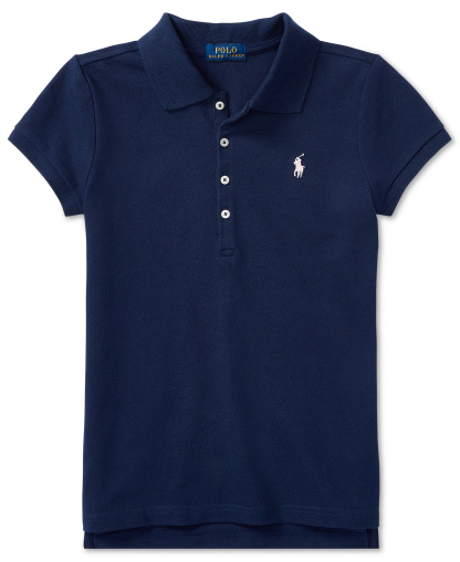 Polo Ralph Lauren Girls' 7-16 Stretch Cotton Mesh Polo Shirt - Navy