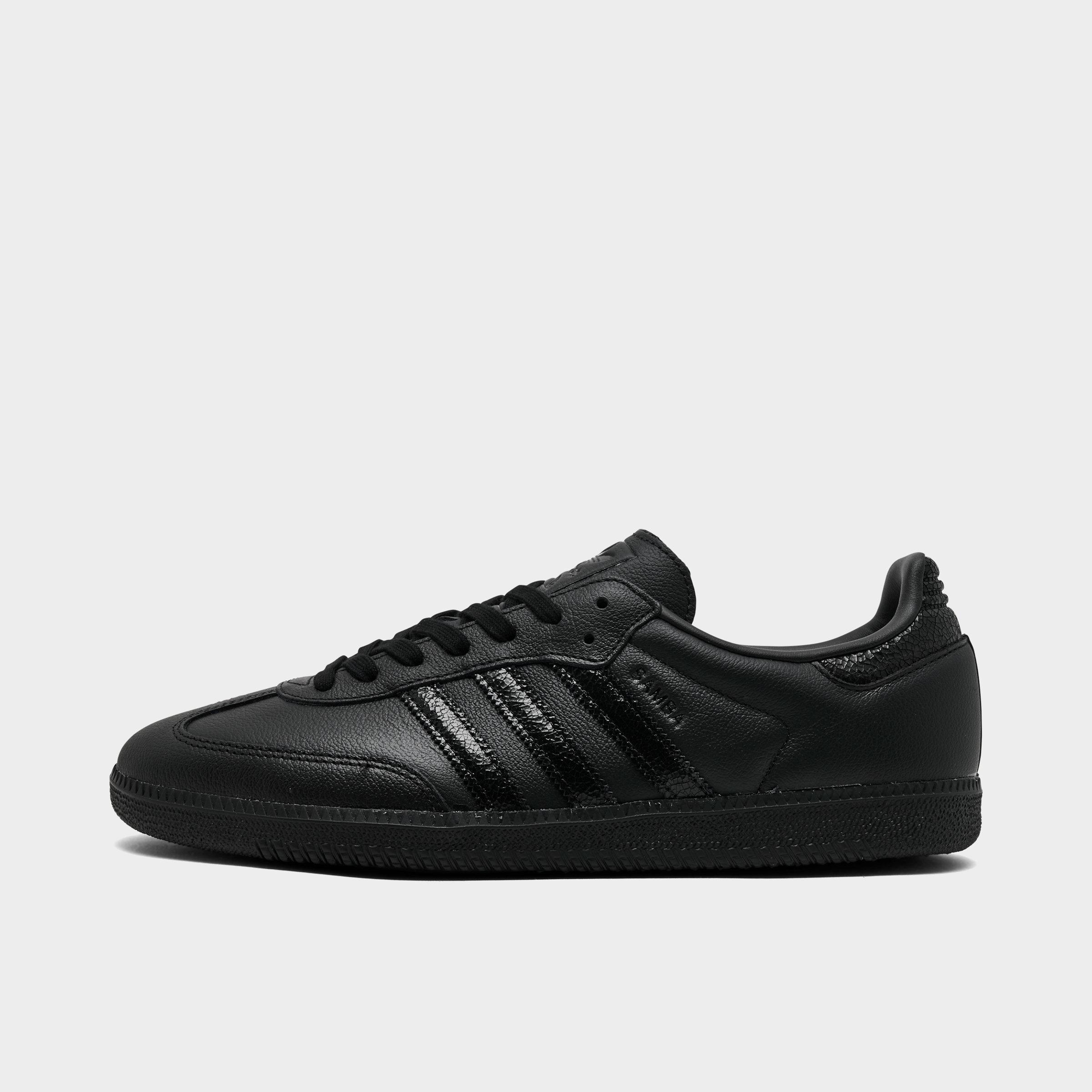 Men's adidas Originals Samba OG Casual Shoes - Part 2 - Core Black/Core Black/Core Black - Left shoe facing left. Outside of the shoe.