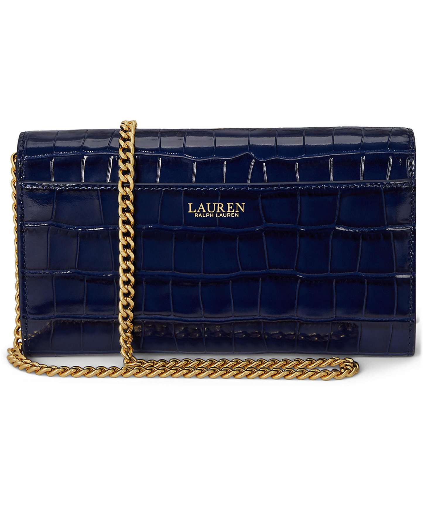 Lauren Ralph Lauren Adair II Small Croc-Embossed Crossbody Bag - Refined Navy