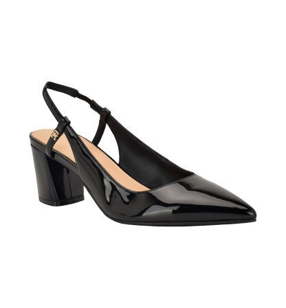Tommy Hilfiger Women's Jezibee Block Heel Slingback Pumps - Black Patent