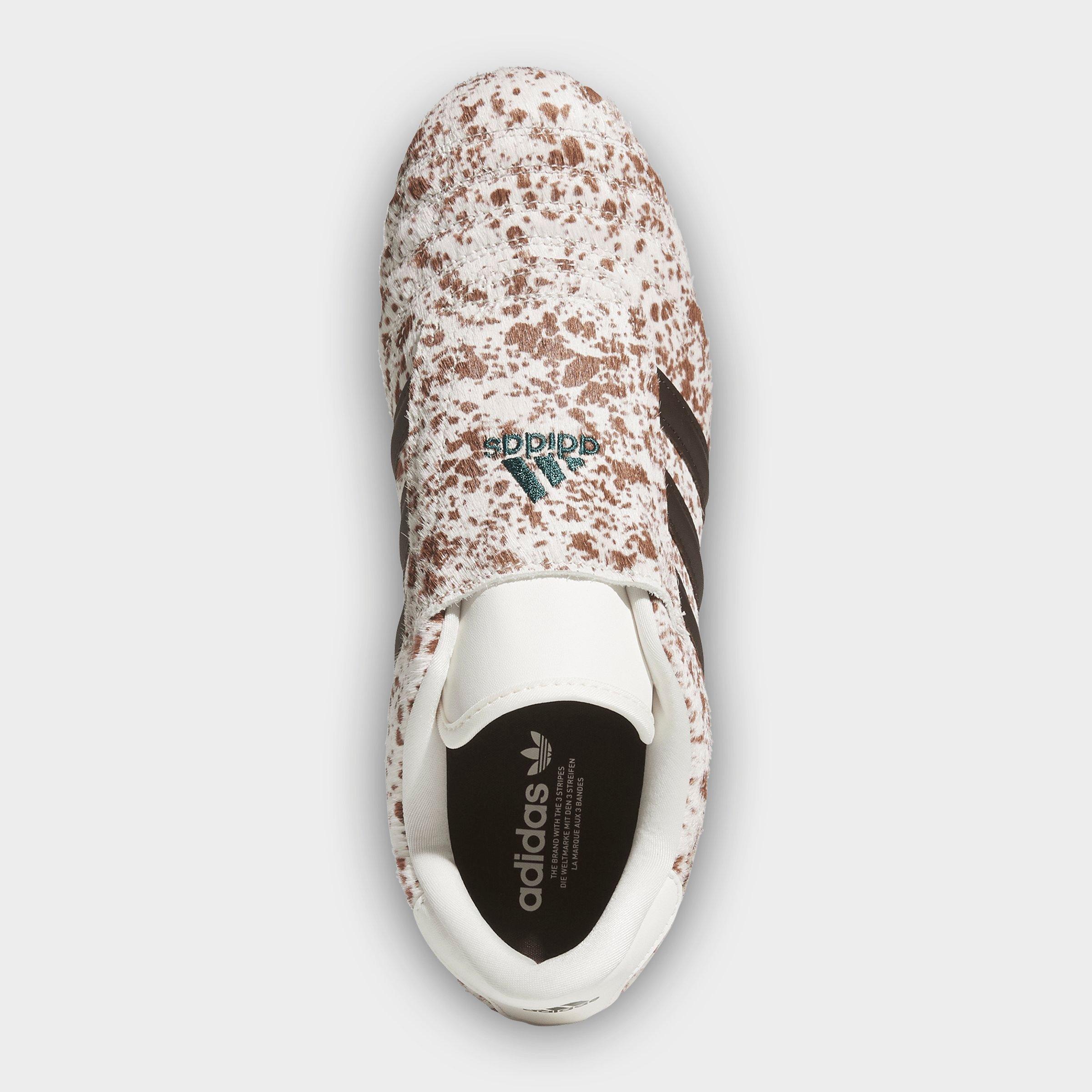 Women's adidas Originals Taekwondo Cow Print Casual Shoes - Off White/Dark Brown/Gum - Top view