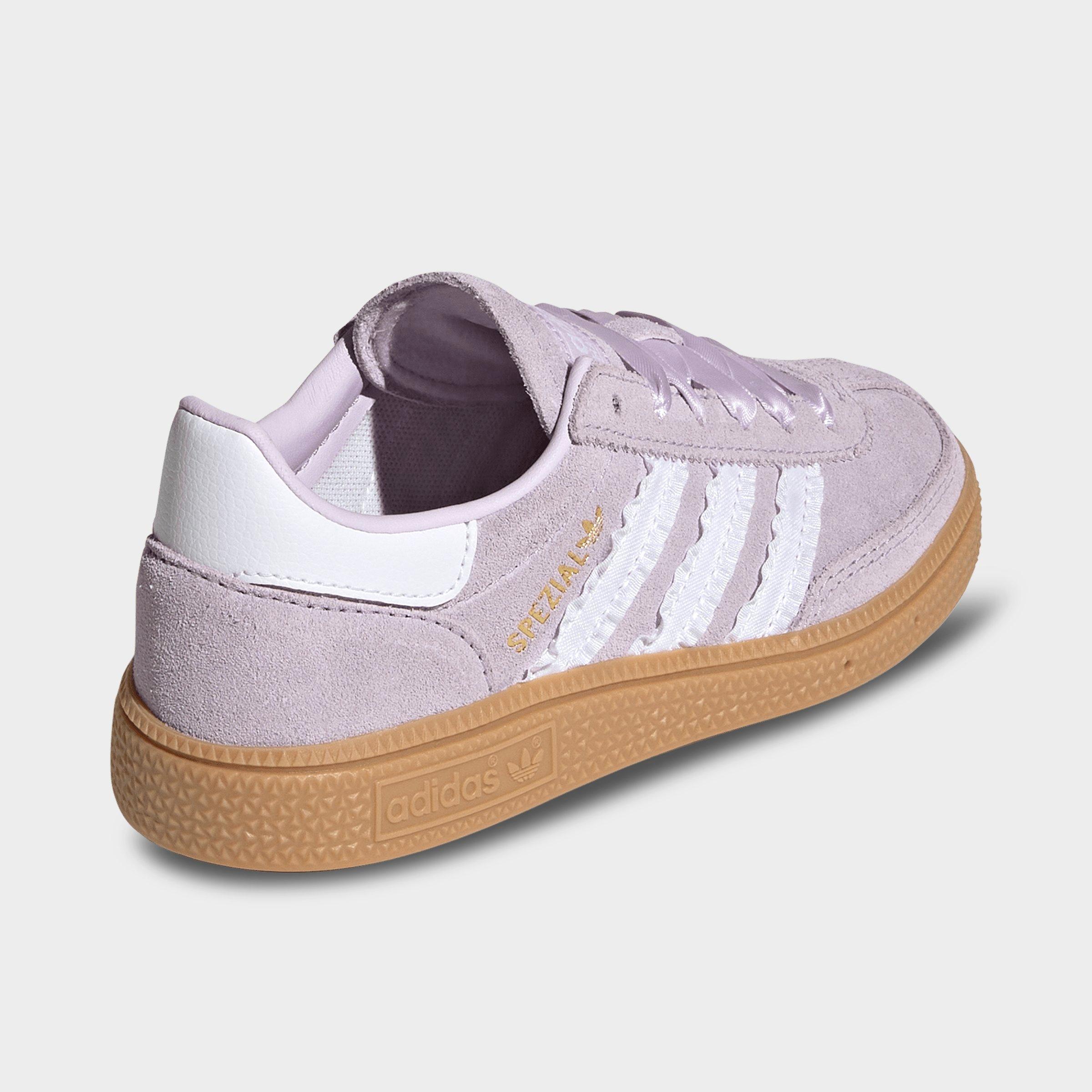 Girls' Little Kids' adidas Originals Handball Spezial Casual Shoes - Ice Lavender/Cloud White/Gum - Back view