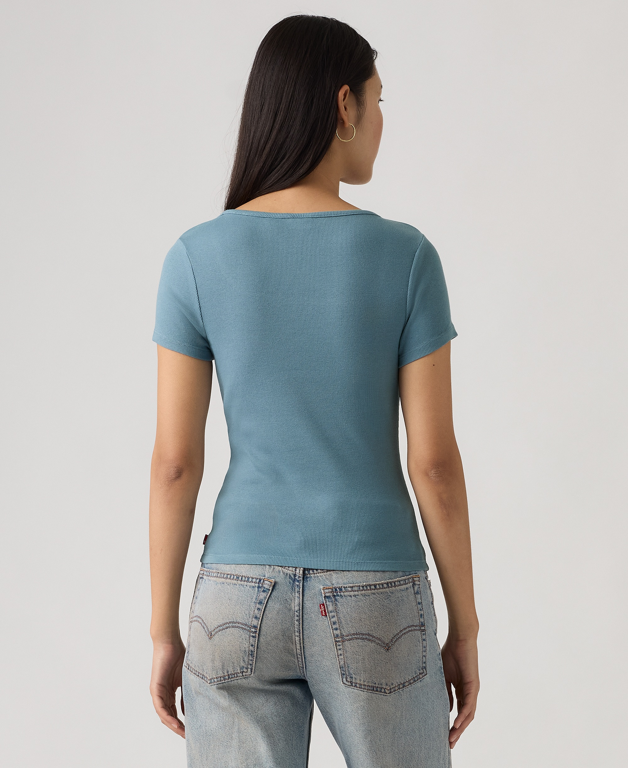 Levi's Premium Women's Essential Square Neck T-Shirt - Garment Dye Fa191913 Provincial Blue