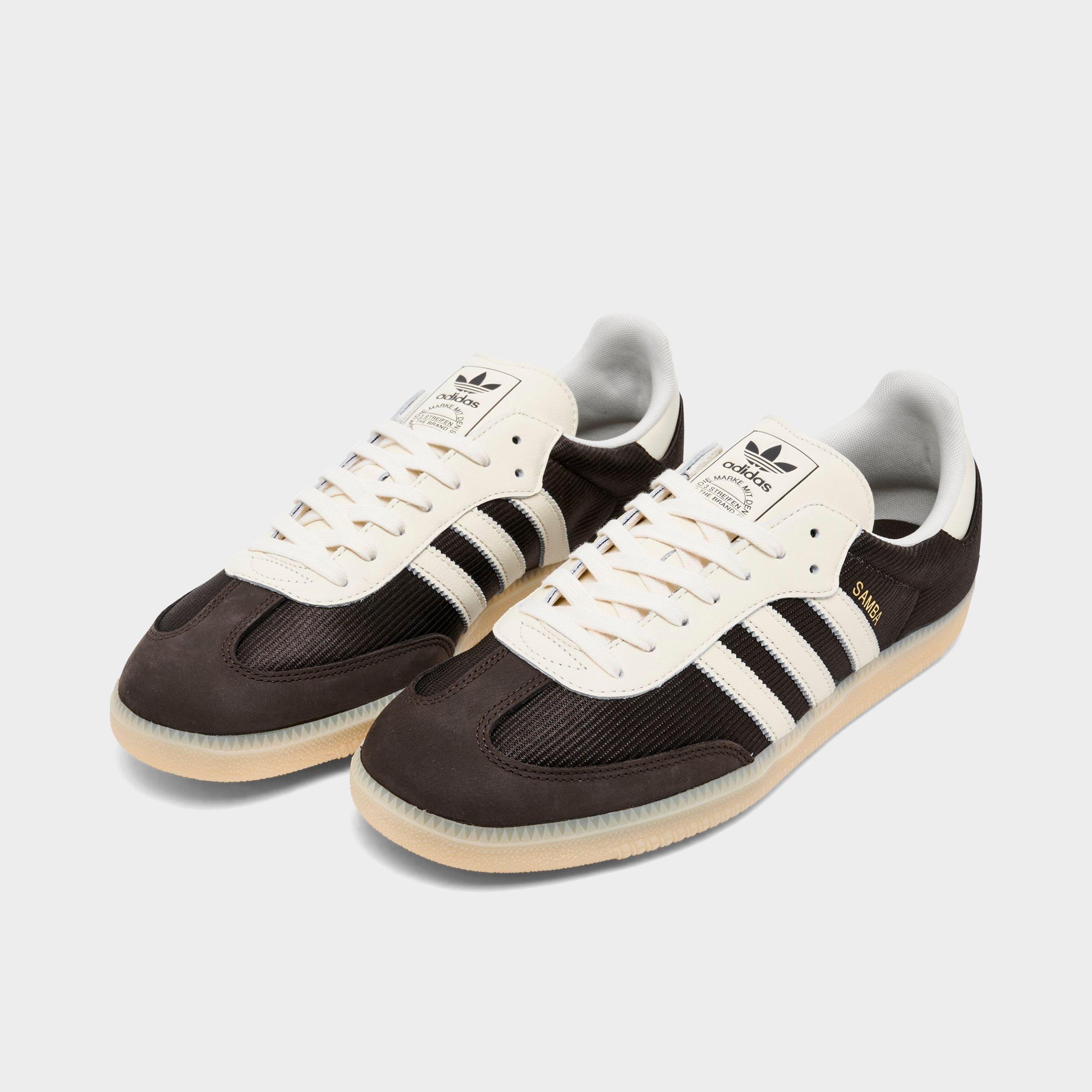 Men's adidas Originals Samba OG Nylon Casual Shoes - Aurora Coffee/Cream - Both shoes facing left