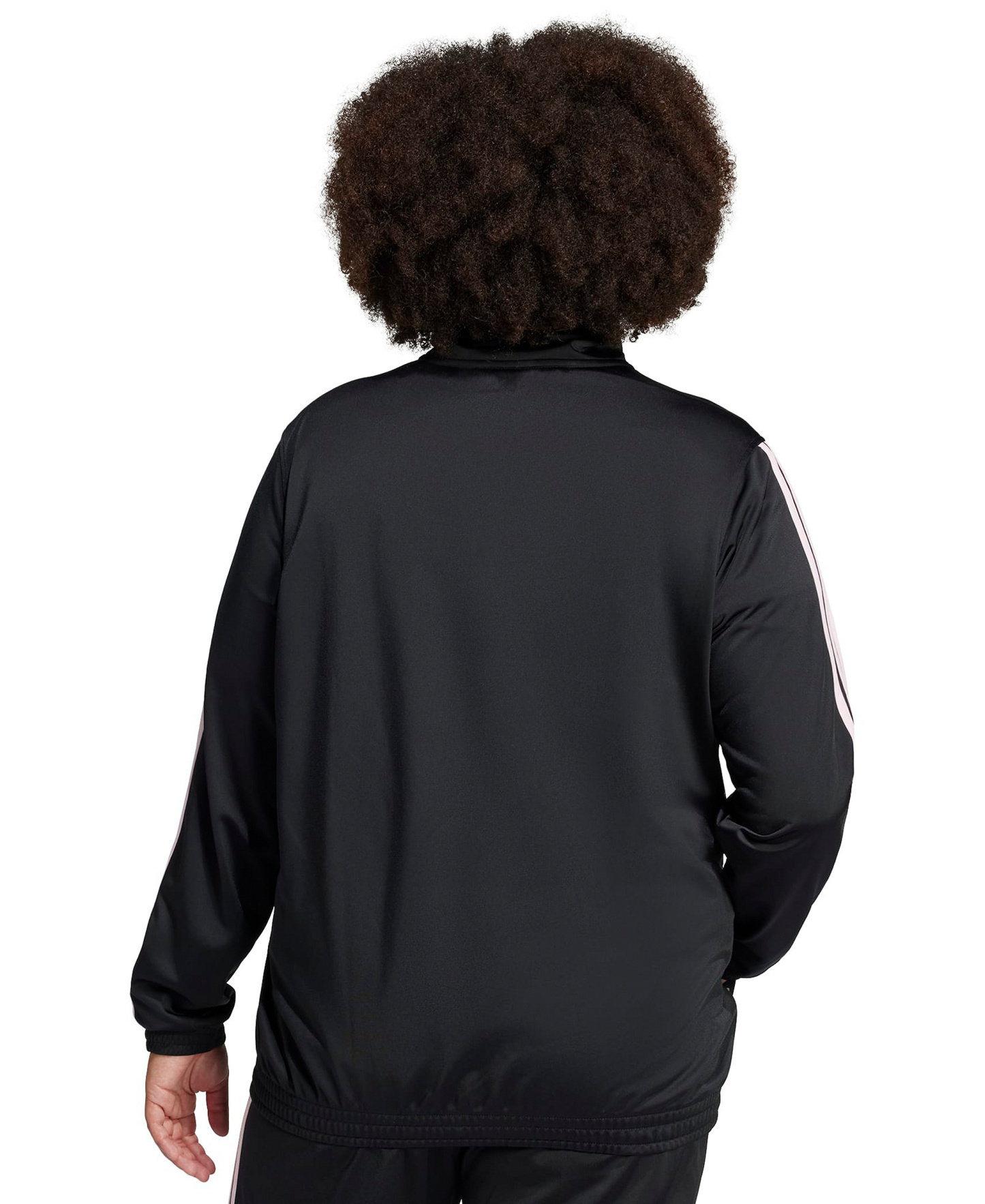 adidas Plus Size Essentials Tricot Three Stripes Track Jacket - Black/Clear Pink