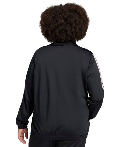 adidas Plus Size Essentials Tricot Three Stripes Track Jacket - Black/Clear Pink